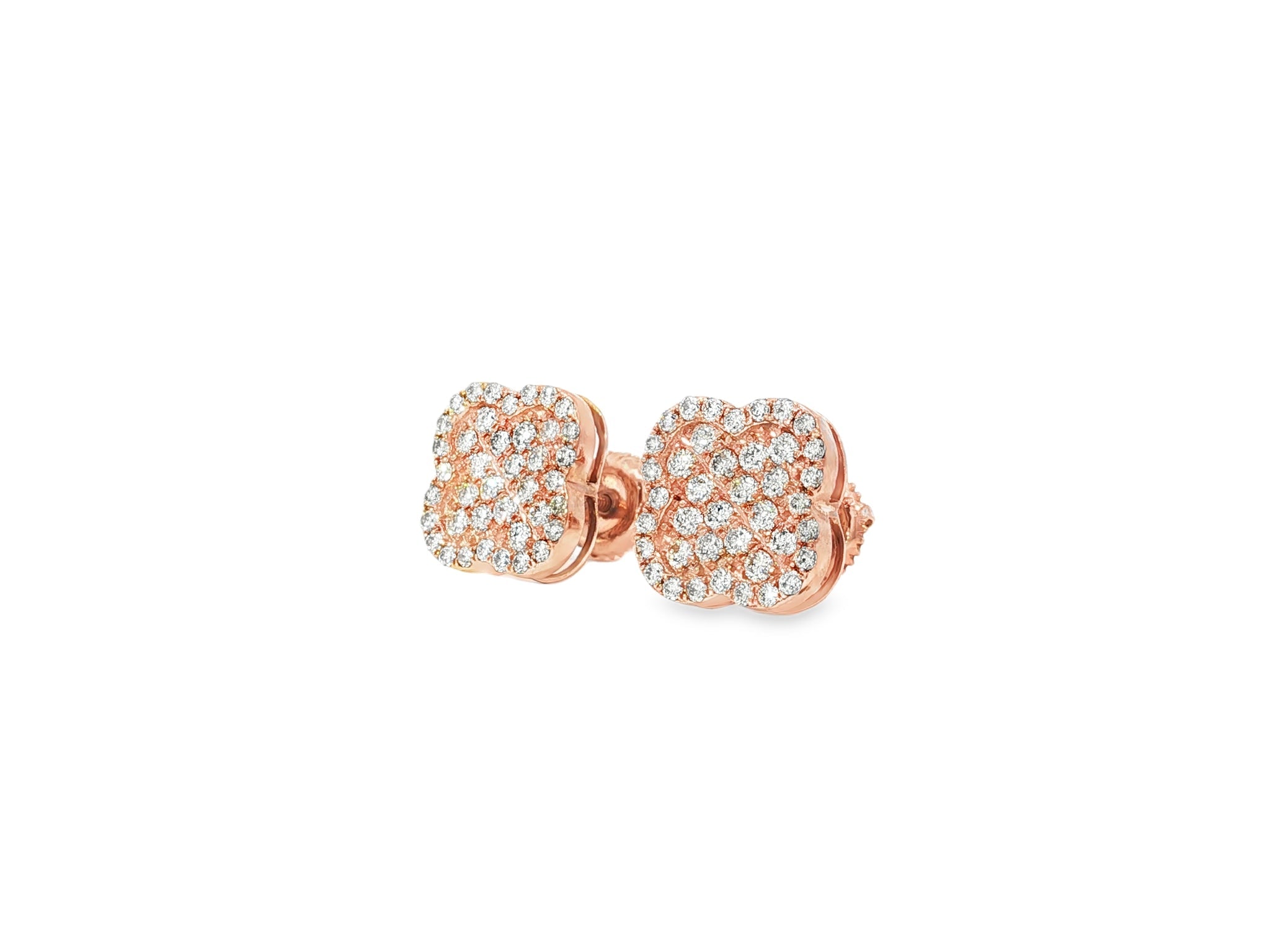 10k Gold Diamond Earrings with Floral Clover Design 0.86ct - AVI THE JEWELER