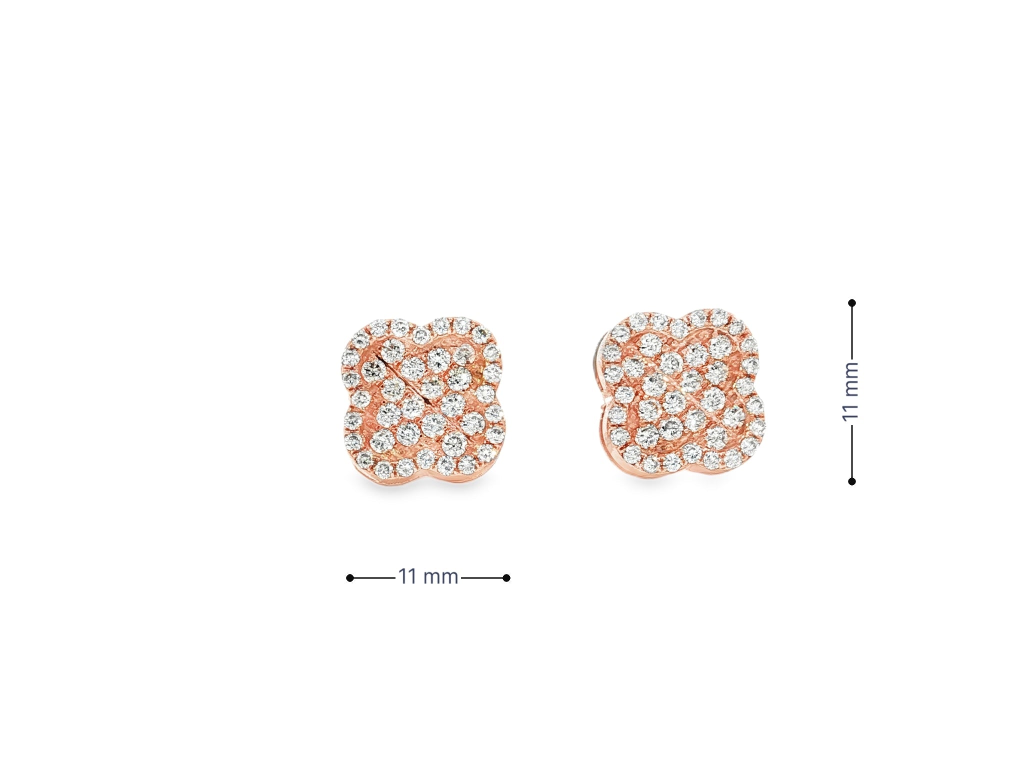 10k Gold Diamond Earrings with Floral Clover Design 0.86ct - AVI THE JEWELER