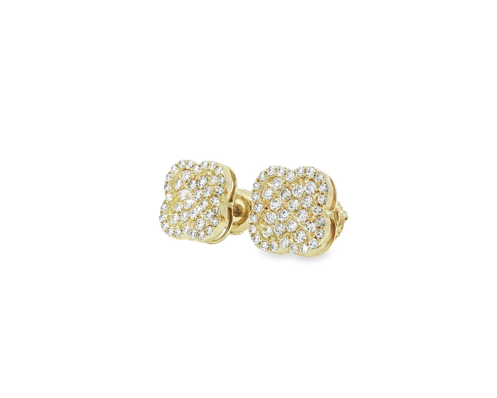 10k Gold Diamond Earrings with Floral Clover Design 0.86ct - AVI THE JEWELER