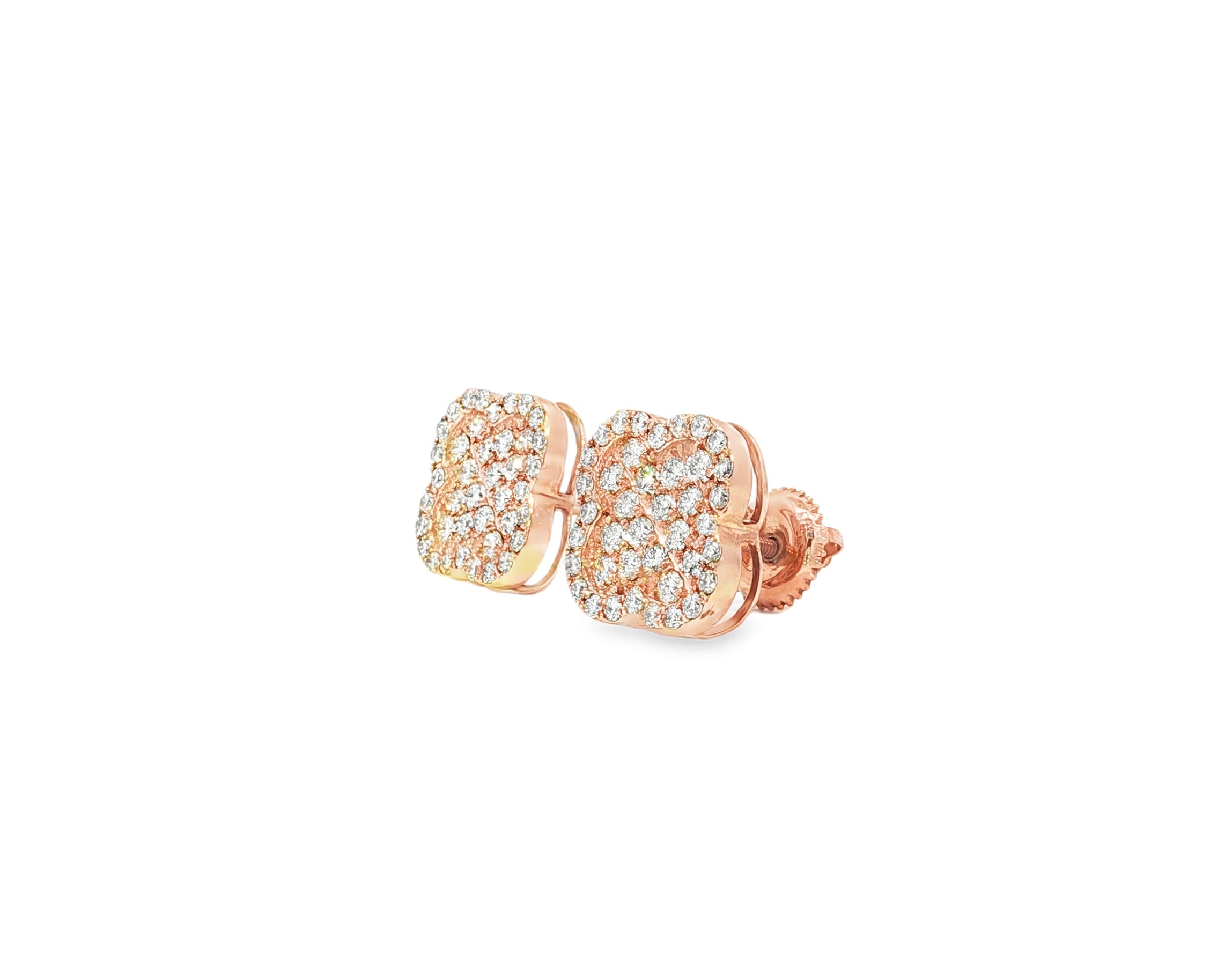 10k Gold Diamond Earrings with Floral Clover Design 0.86ct - AVI THE JEWELER