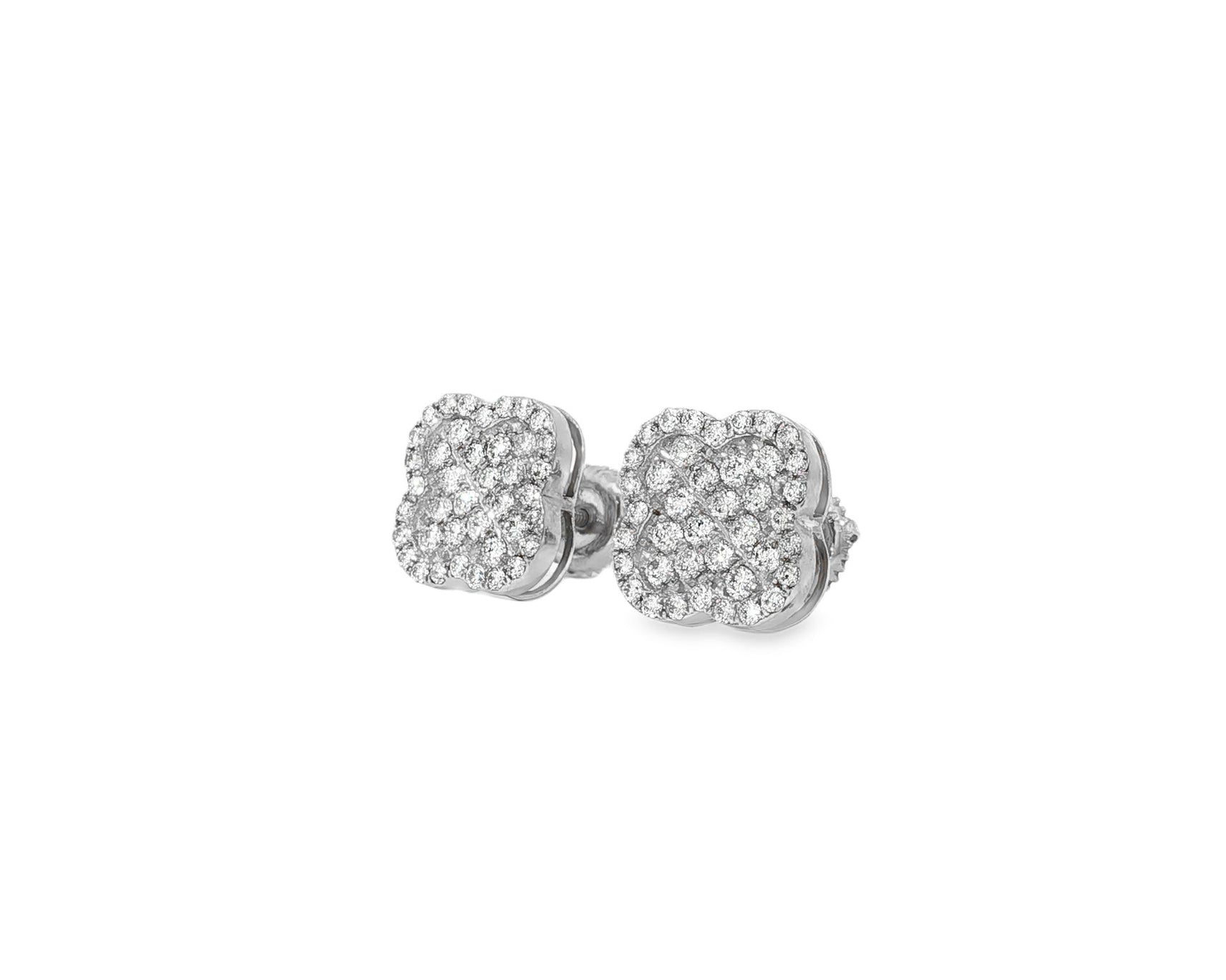 10k Gold Diamond Earrings with Floral Clover Design 0.86ct - AVI THE JEWELER