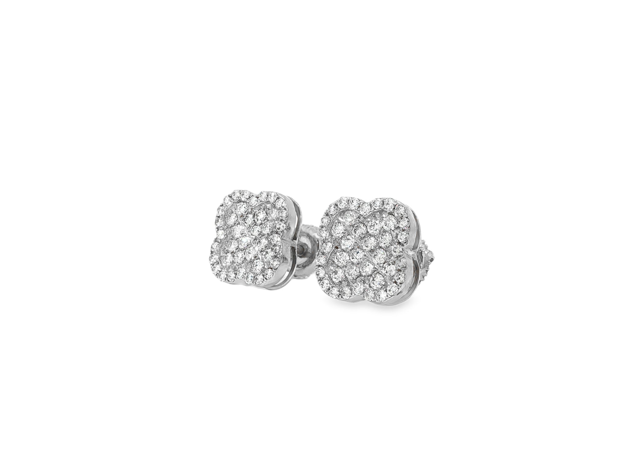 10k Gold Diamond Earrings with Floral Clover Design 0.86ct - AVI THE JEWELER