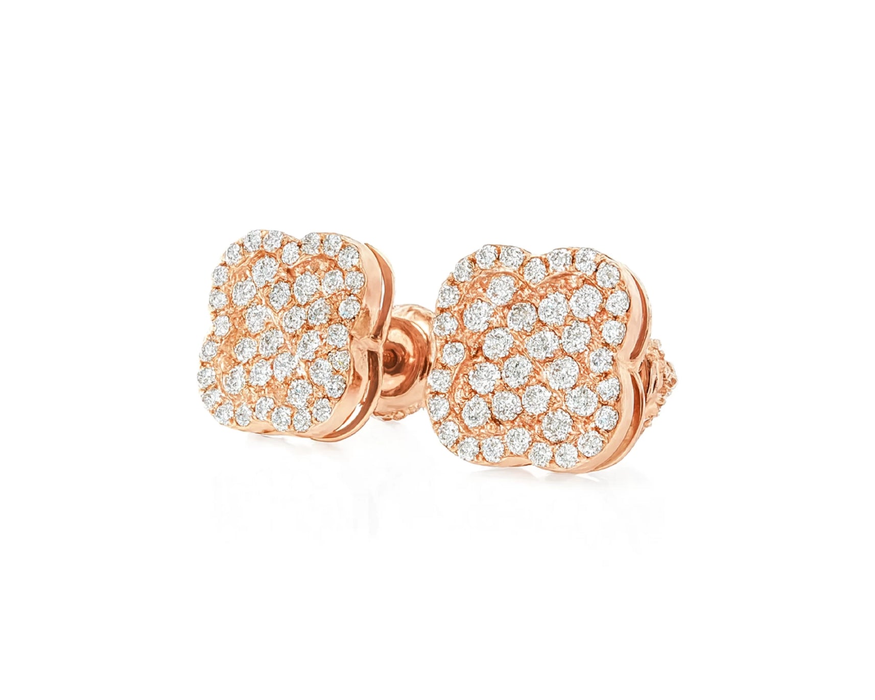 10k Gold Diamond Earrings with Floral Clover Design 0.86ct – lifestyle 3970