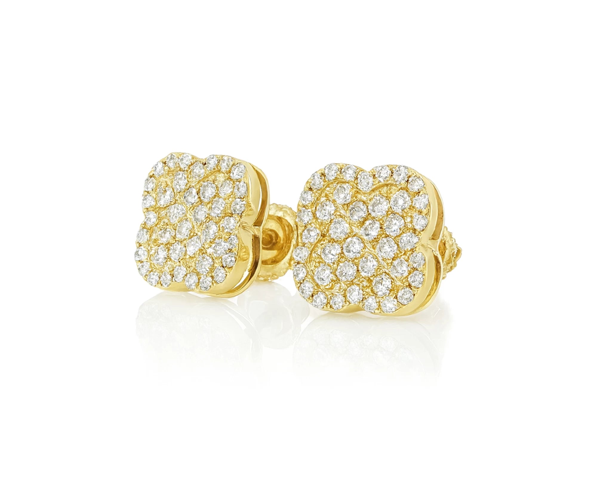 10k Gold Diamond Earrings with Floral Clover Design 0.86ct – lifestyle 3973