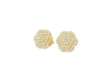 10k Gold Diamond Earrings with Round Floral Cluster Design 0.99ct