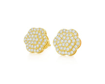 10k Gold Diamond Earrings with Round Floral Cluster Design 0.99ct