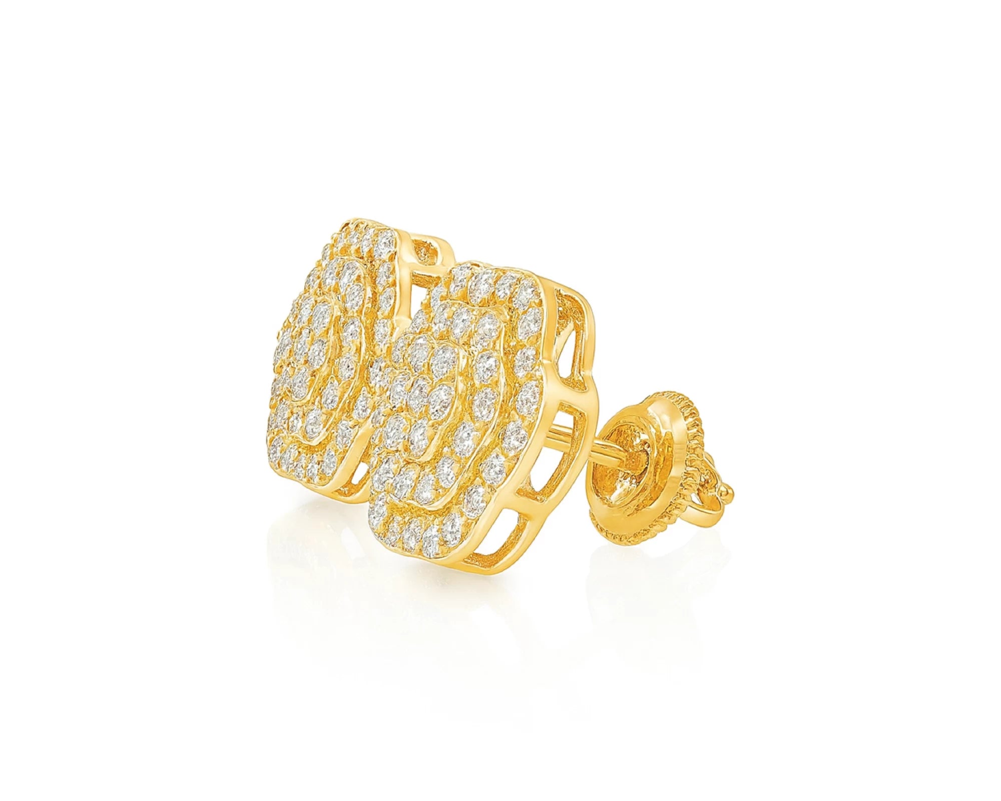 10k Gold Diamond Earrings with Round Floral Cluster Design 0.99ct – lifestyle 3920