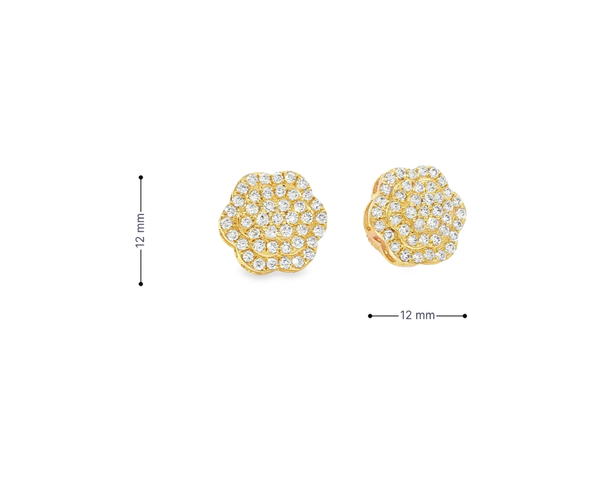 10k Gold Diamond Earrings with Round Floral Cluster Design 0.99ct – view 7