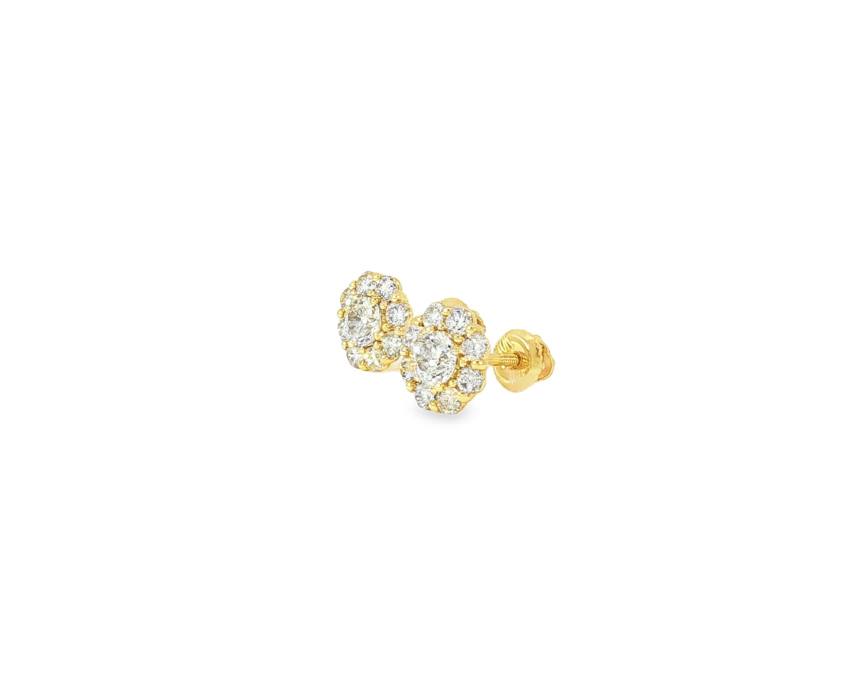 10k Gold Diamond Floral Earrings with Round Brilliant 1.04ct - AVI THE JEWELER
