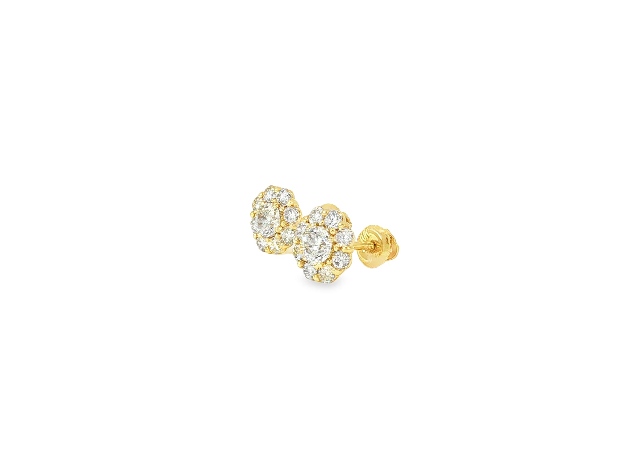 10k Gold Diamond Floral Earrings with Round Brilliant 1.04ct - AVI THE JEWELER