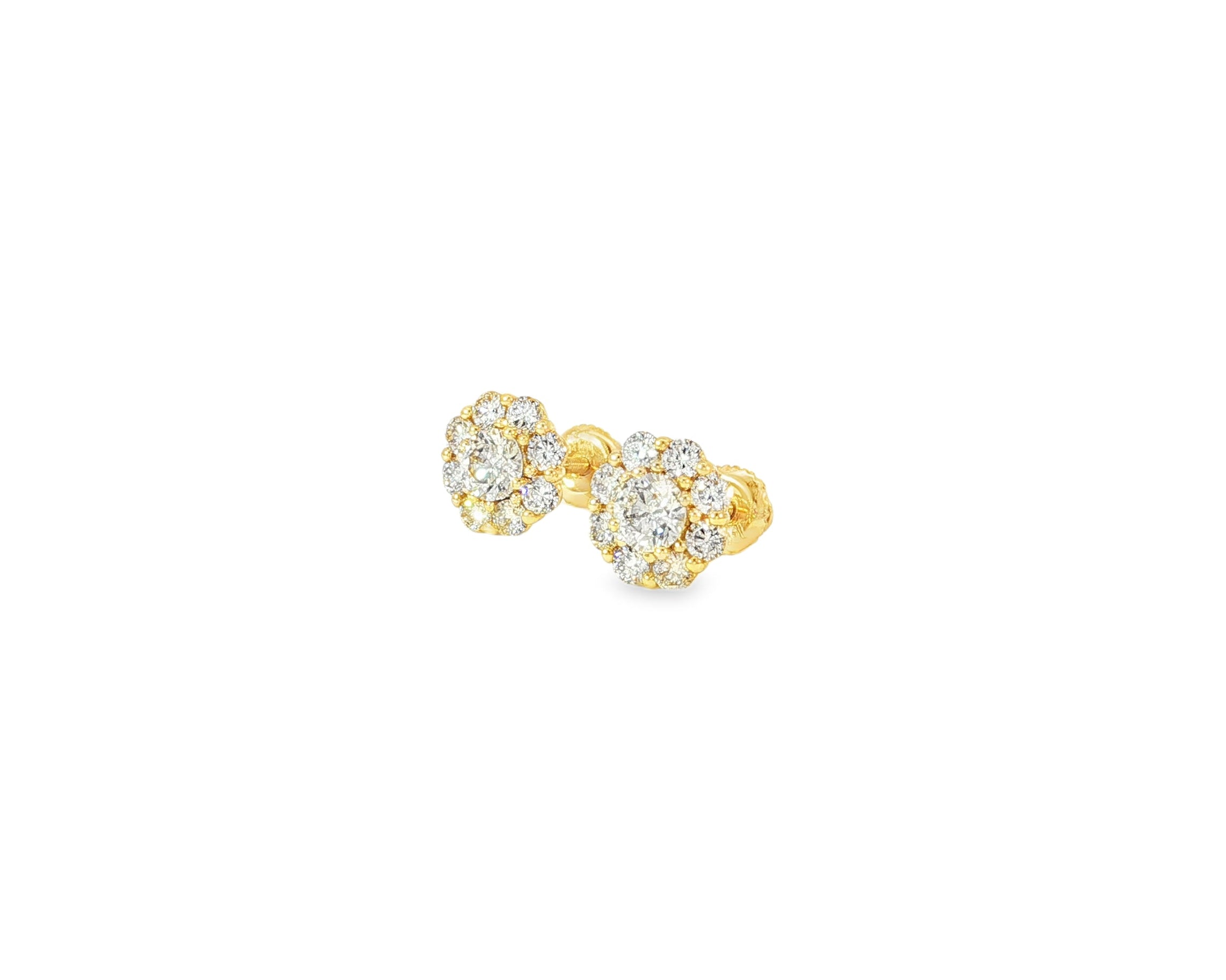 10k Gold Diamond Floral Earrings with Round Brilliant 1.04ct - AVI THE JEWELER