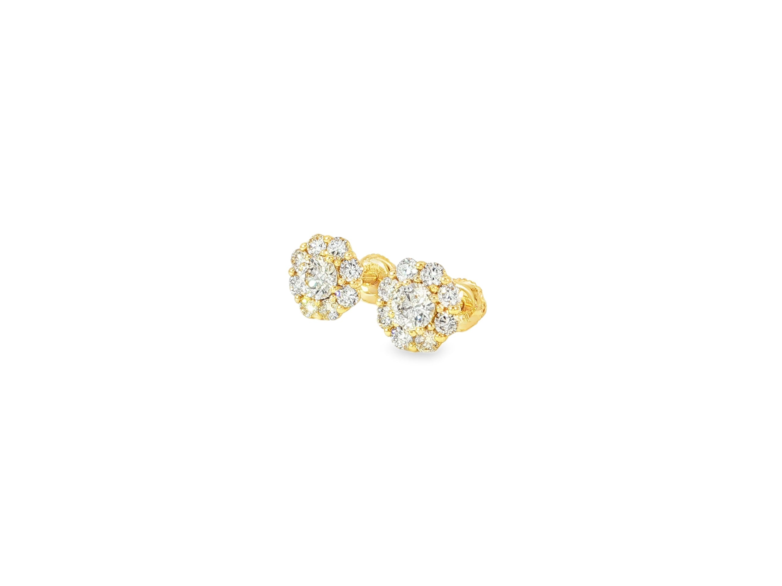 10k Gold Diamond Floral Earrings with Round Brilliant 1.04ct - AVI THE JEWELER