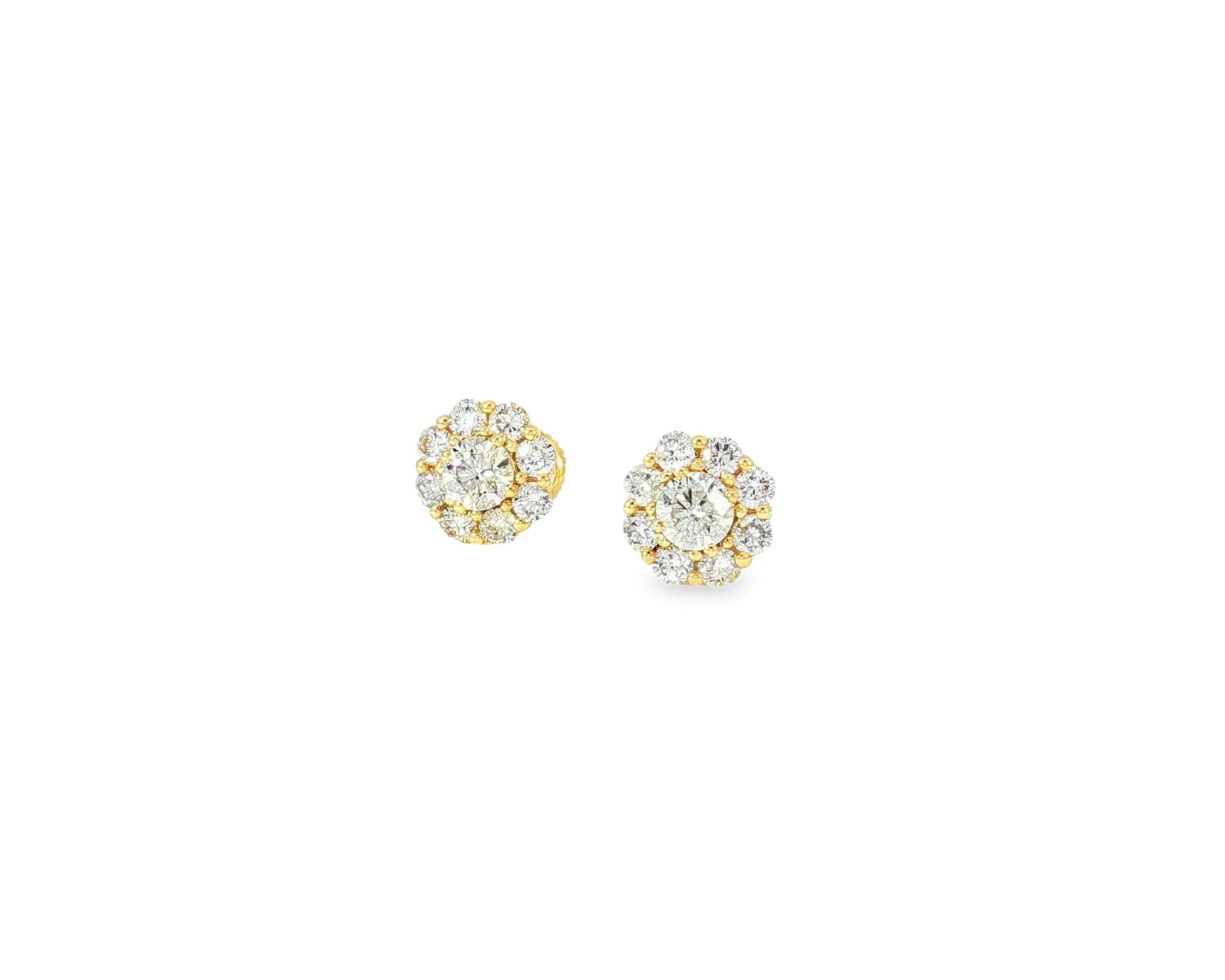 10k Gold Diamond Floral Earrings with Round Brilliant 1.04ct - AVI THE JEWELER