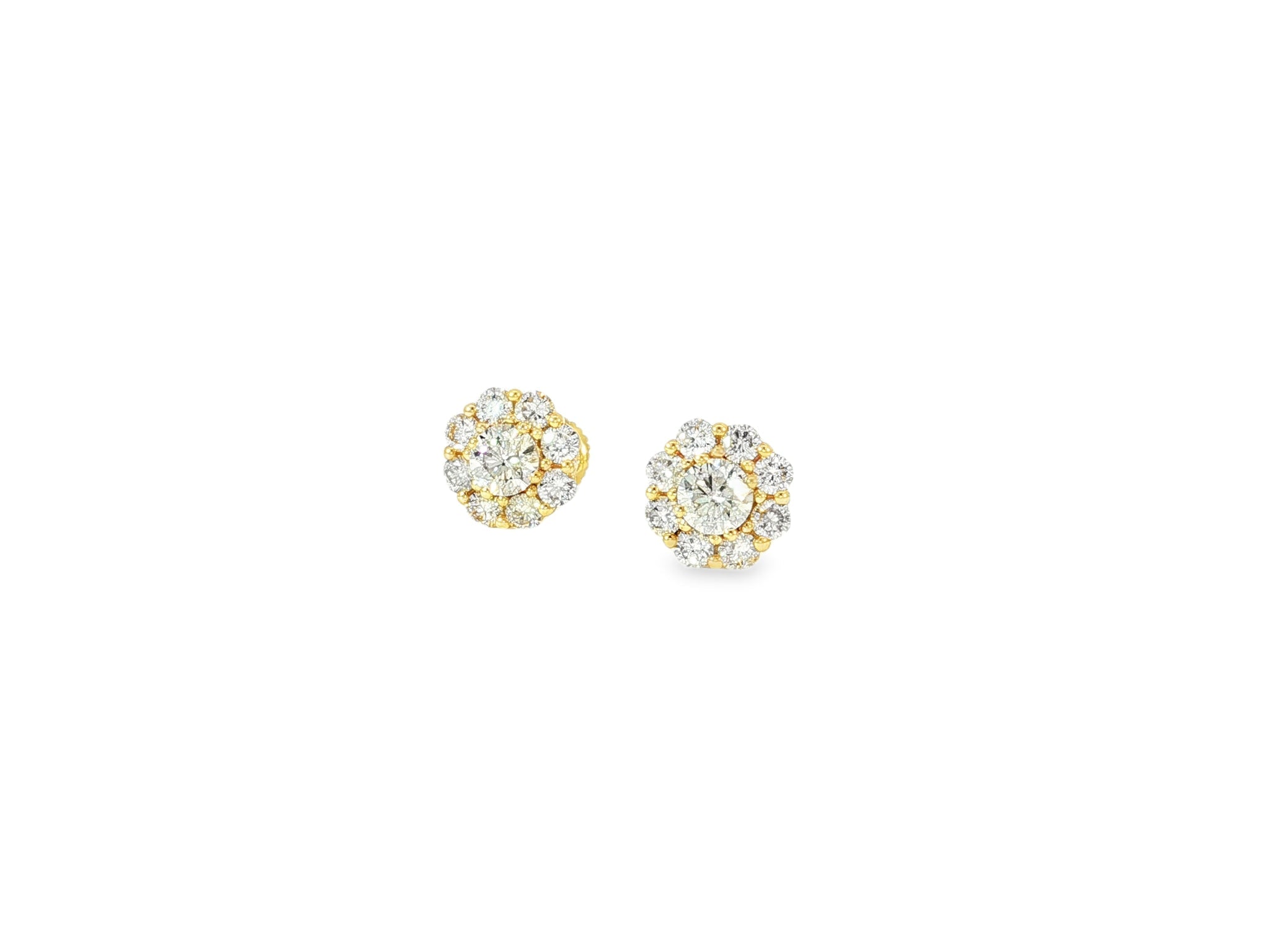 10k Gold Diamond Floral Earrings with Round Brilliant 1.04ct - AVI THE JEWELER