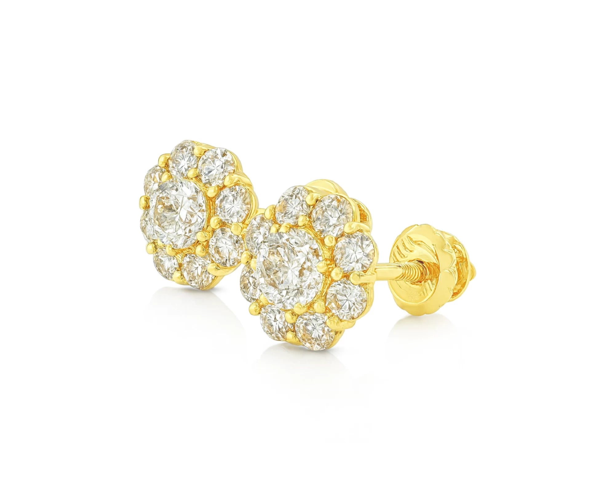 10k Gold Diamond Floral Earrings with Round Brilliant 1.04ct – lifestyle 3705