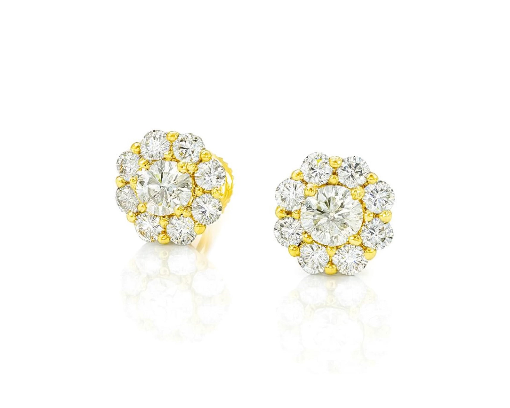 10k Gold Diamond Floral Earrings with Round Brilliant 1.04ct – lifestyle 3706
