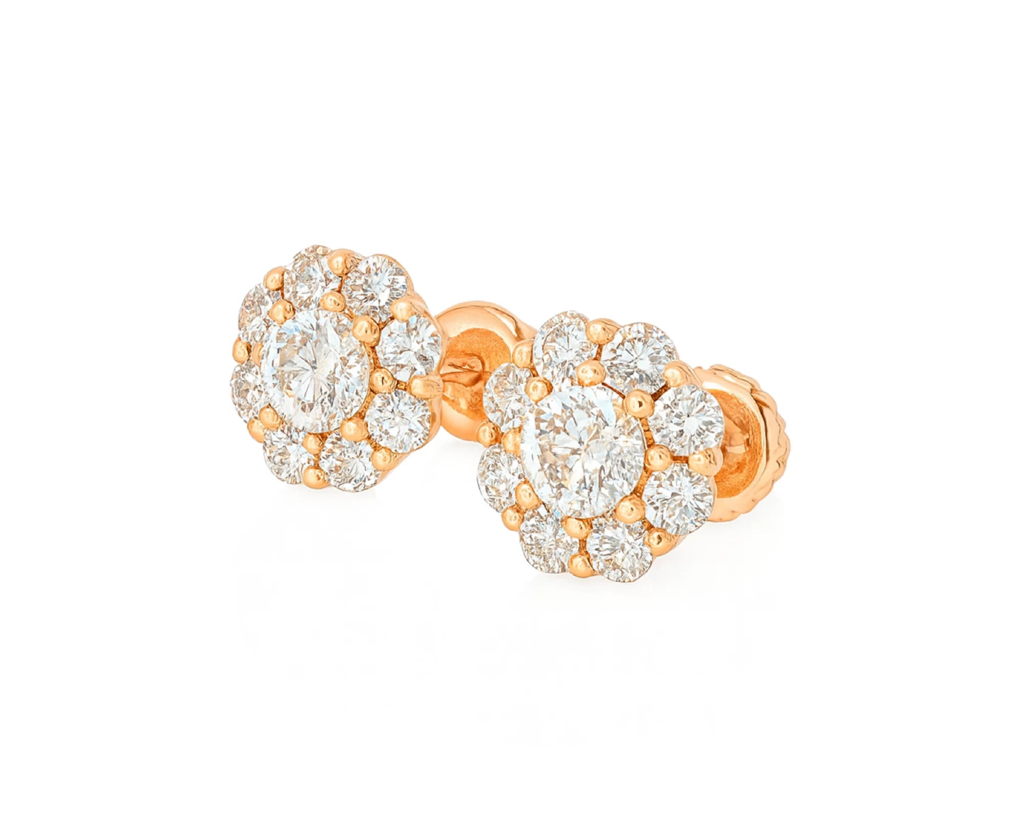 10k Gold Diamond Floral Earrings with Round Brilliant 1.04ct – lifestyle 3707