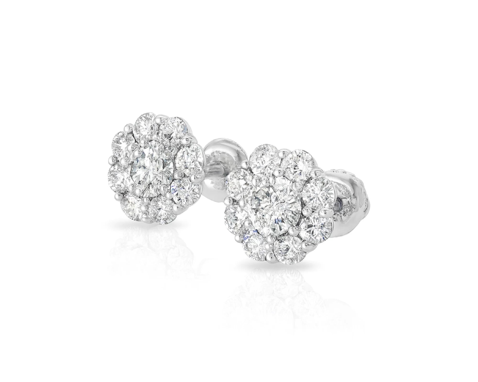 10k Gold Diamond Floral Earrings with Round Brilliant 1.04ct – lifestyle 3708