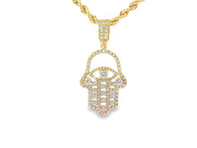 10k Gold Diamond Hamsa Hand Pendant with Round-Cut Accents 1.95ct