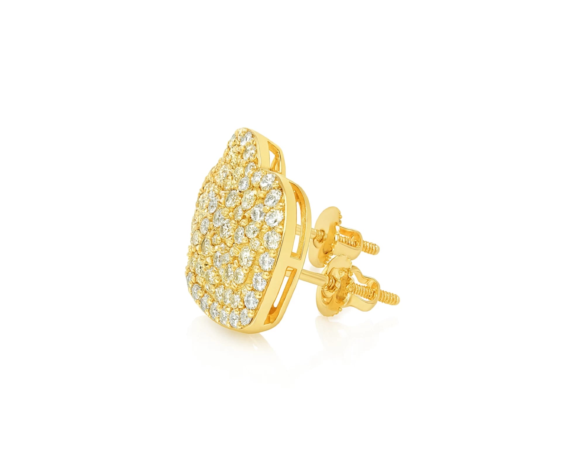 10k Gold Diamond Heart Earrings with Round & Baguette Cluster Design 0.75ct – lifestyle 3829