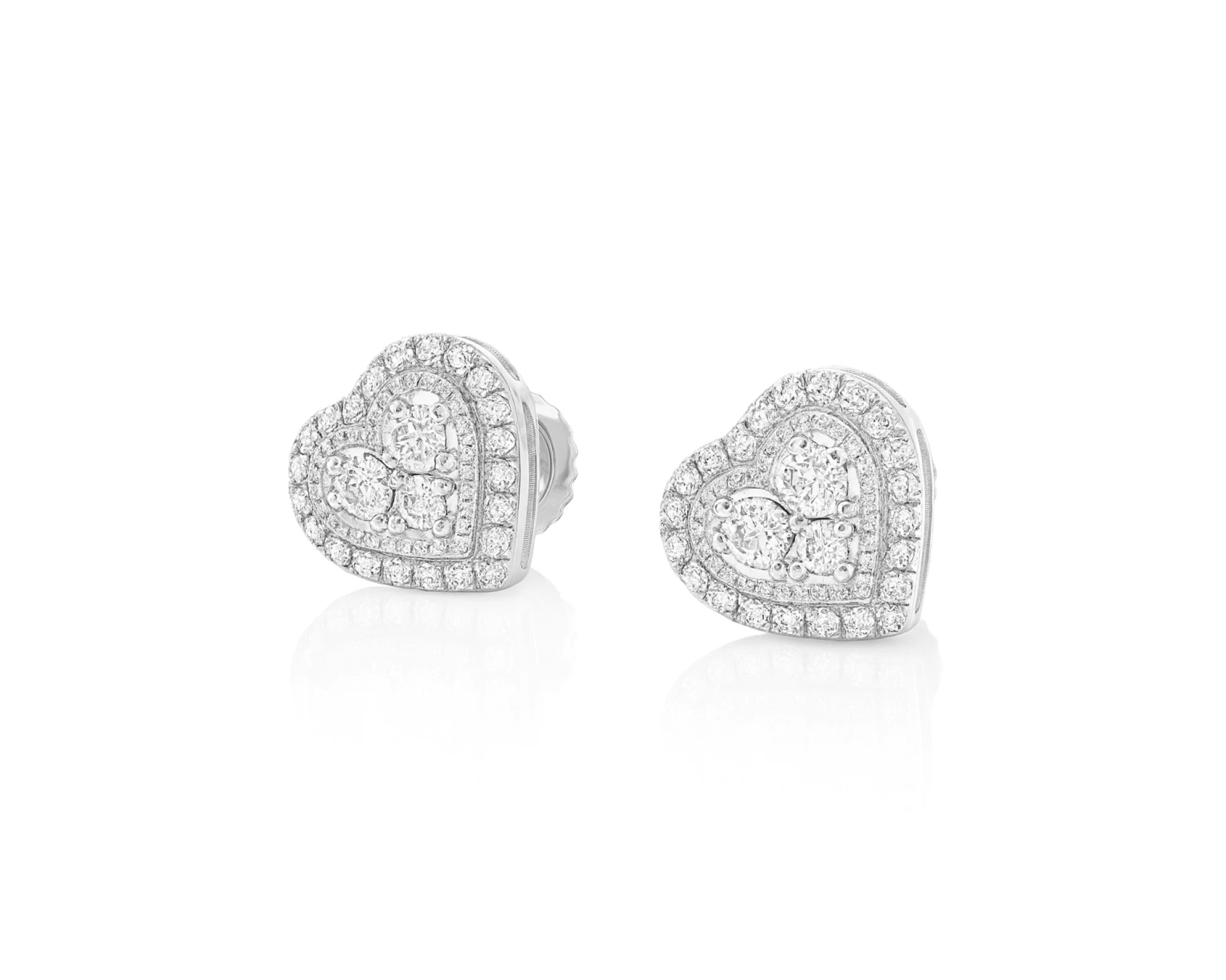 10K Gold Diamond Heart Halo Stud Earrings with Cluster Center 0.33 CT – lifestyle 3519