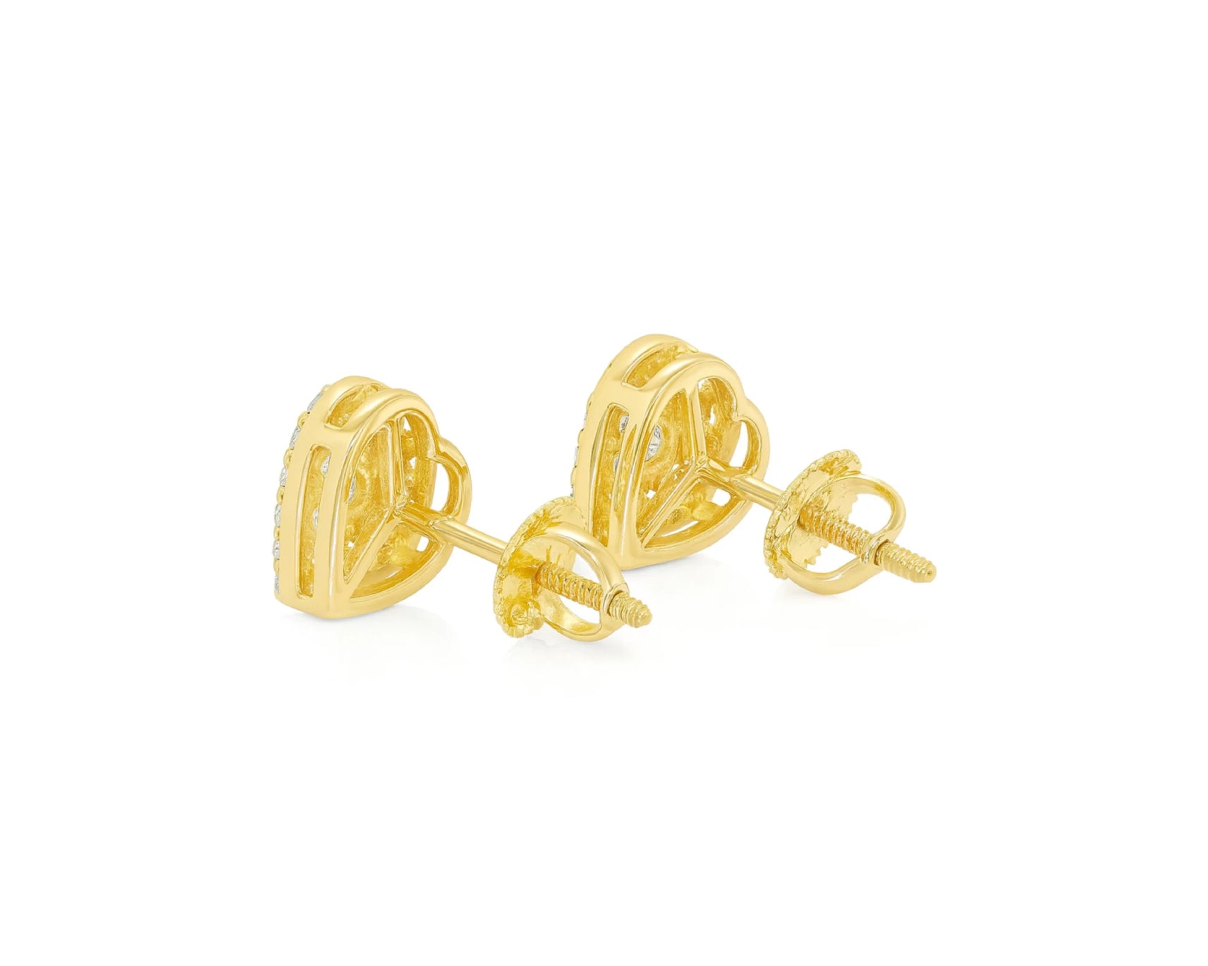 10K Gold Diamond Heart Halo Stud Earrings with Cluster Center 0.33 CT – lifestyle 3521
