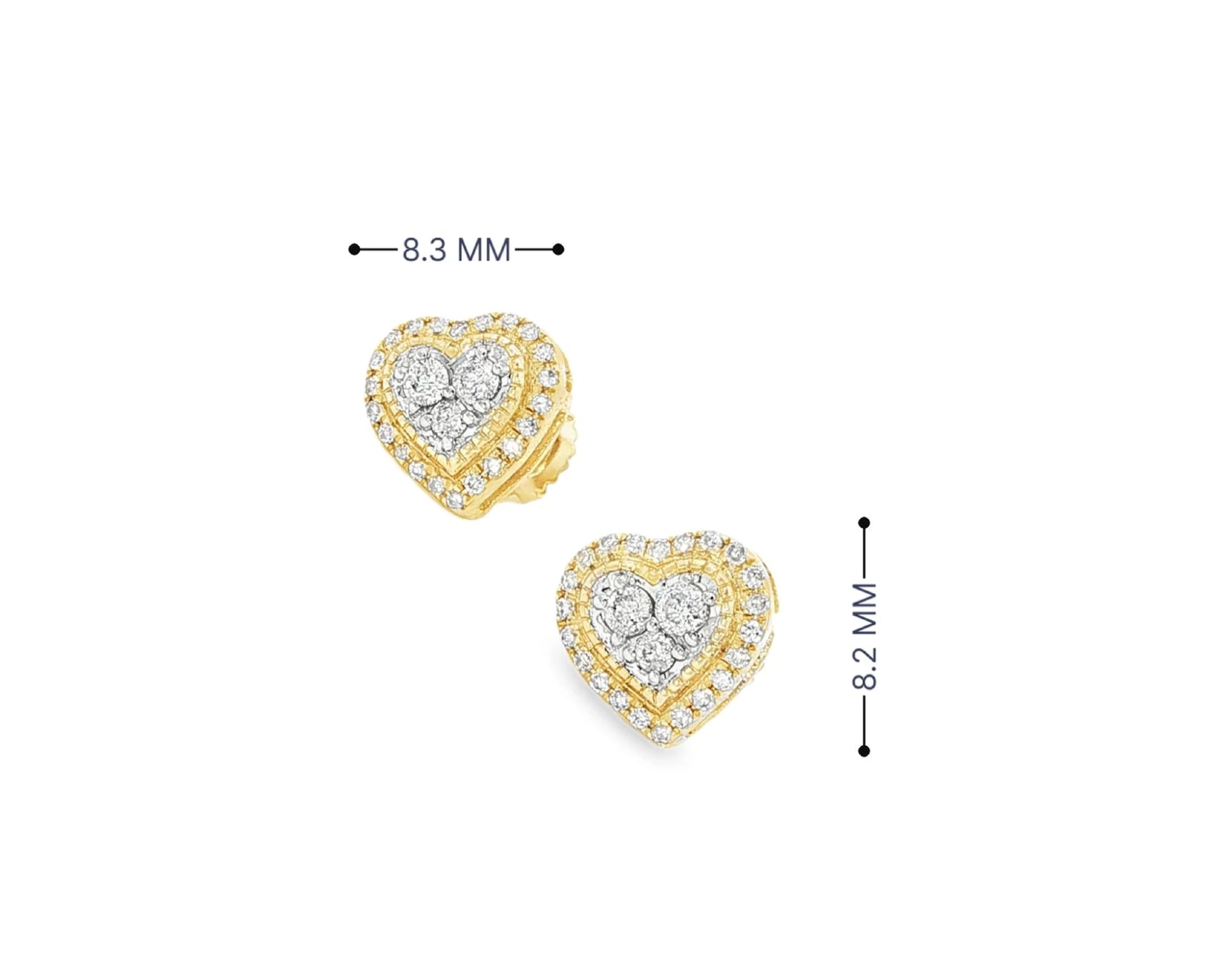 10K Gold Diamond Heart Halo Stud Earrings with Cluster Center 0.33 CT – view 6