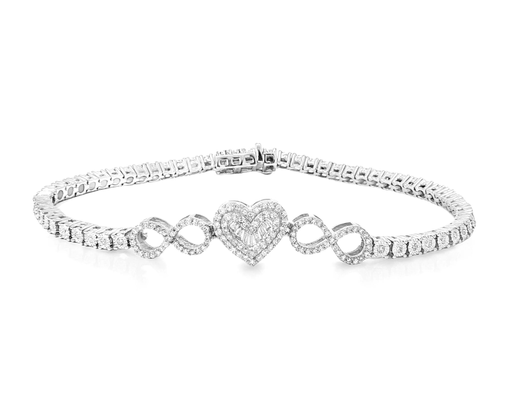 10K Gold Diamond Heart Infinity Tennis Bracelet 2.15ct – lifestyle 4233