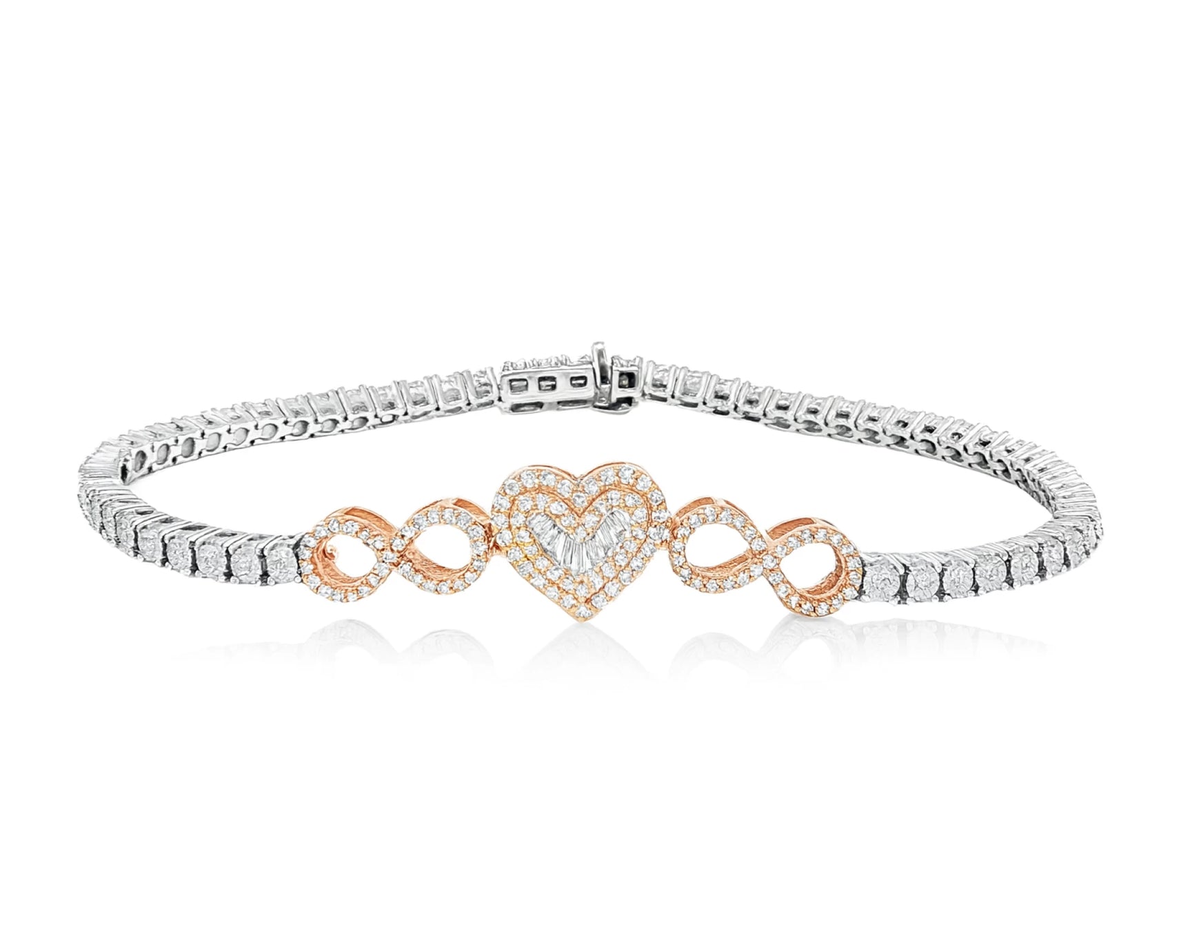 10K Gold Diamond Heart Infinity Tennis Bracelet 2.15ct – lifestyle 4291