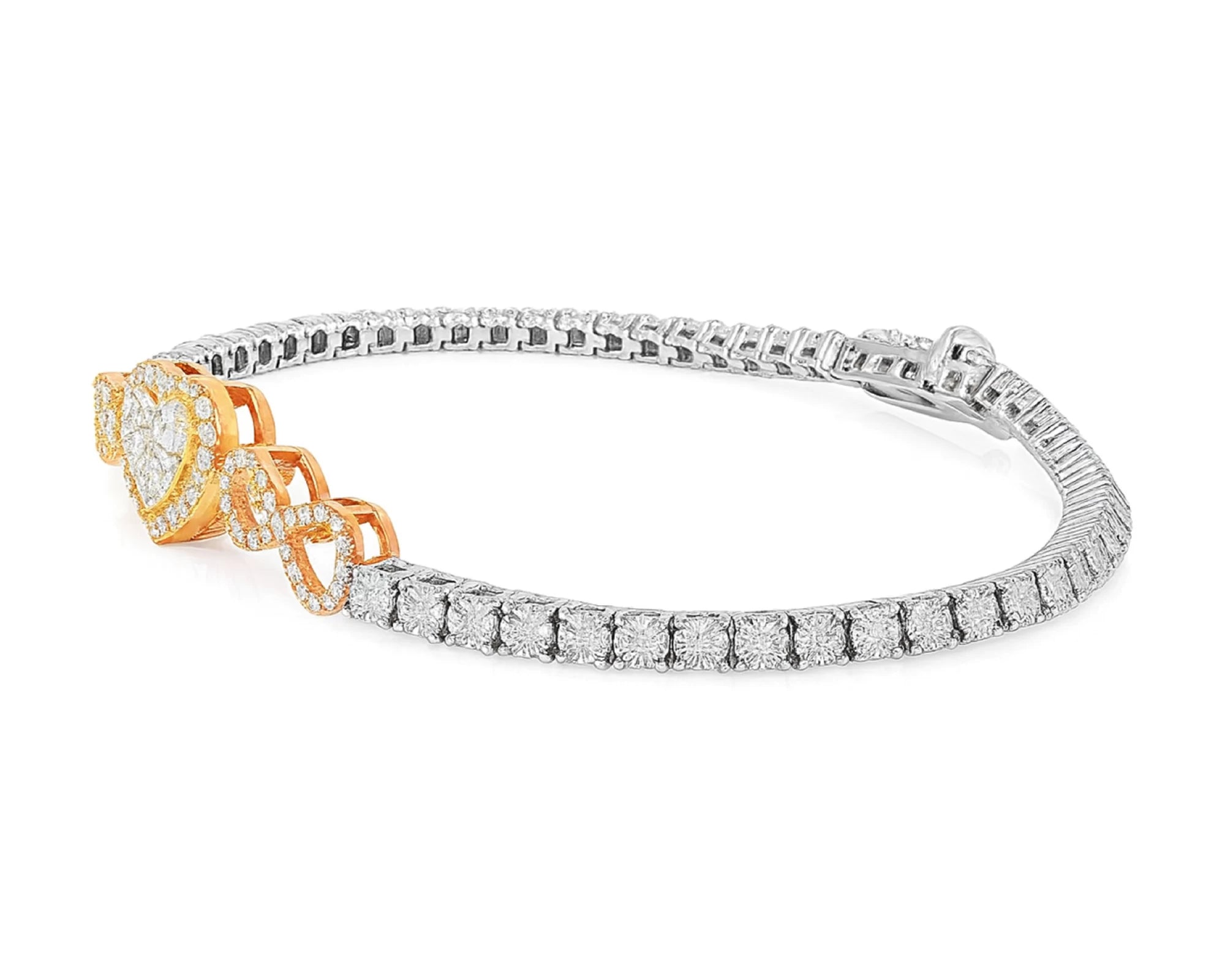 10K Gold Diamond Heart Infinity Tennis Bracelet 2.15ct – lifestyle 4292