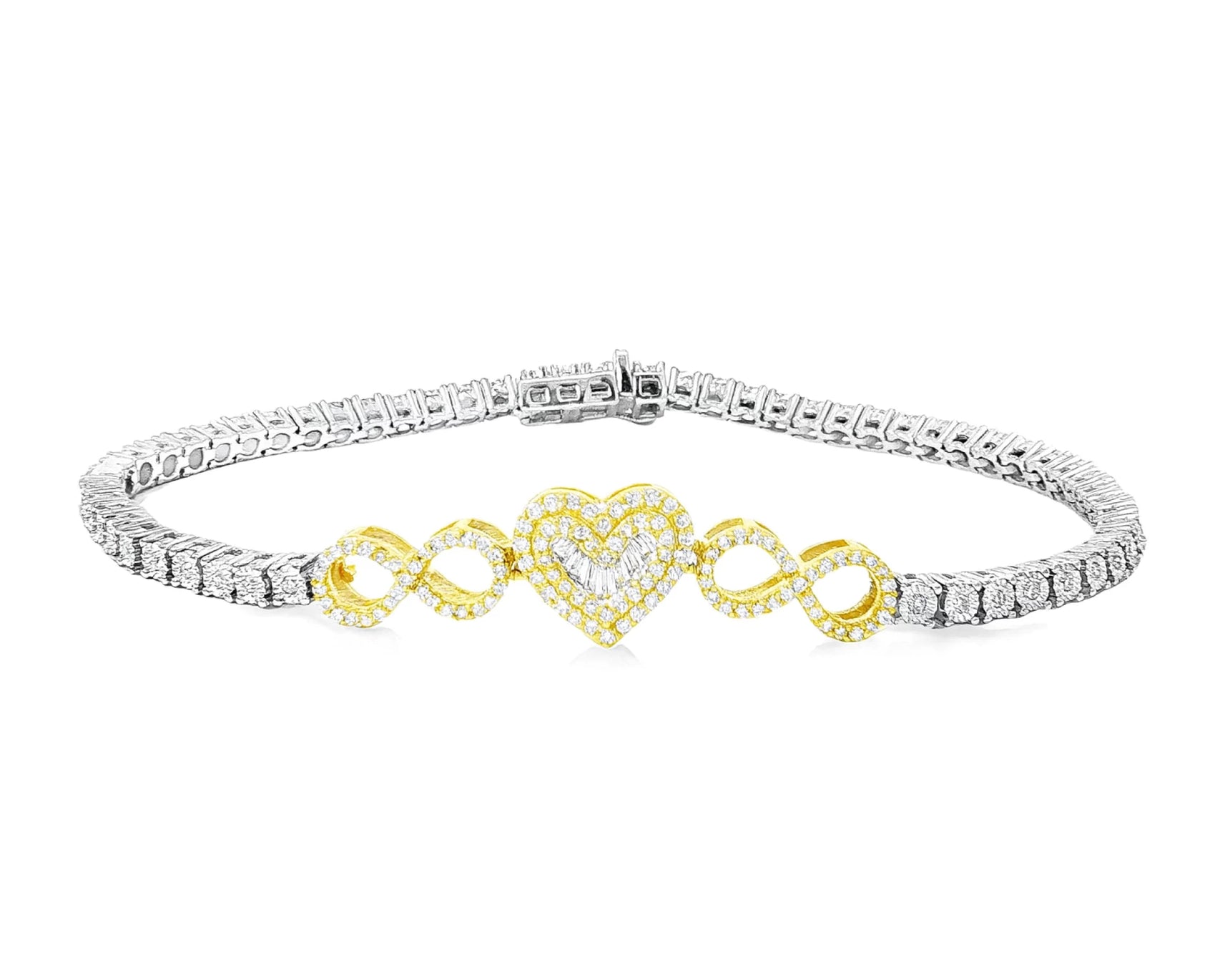 10K Gold Diamond Heart Infinity Tennis Bracelet 2.15ct – lifestyle 4293