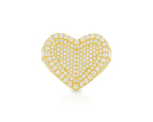 10k Gold Diamond Heart Ring with Pavé Round Accents 2.18ct