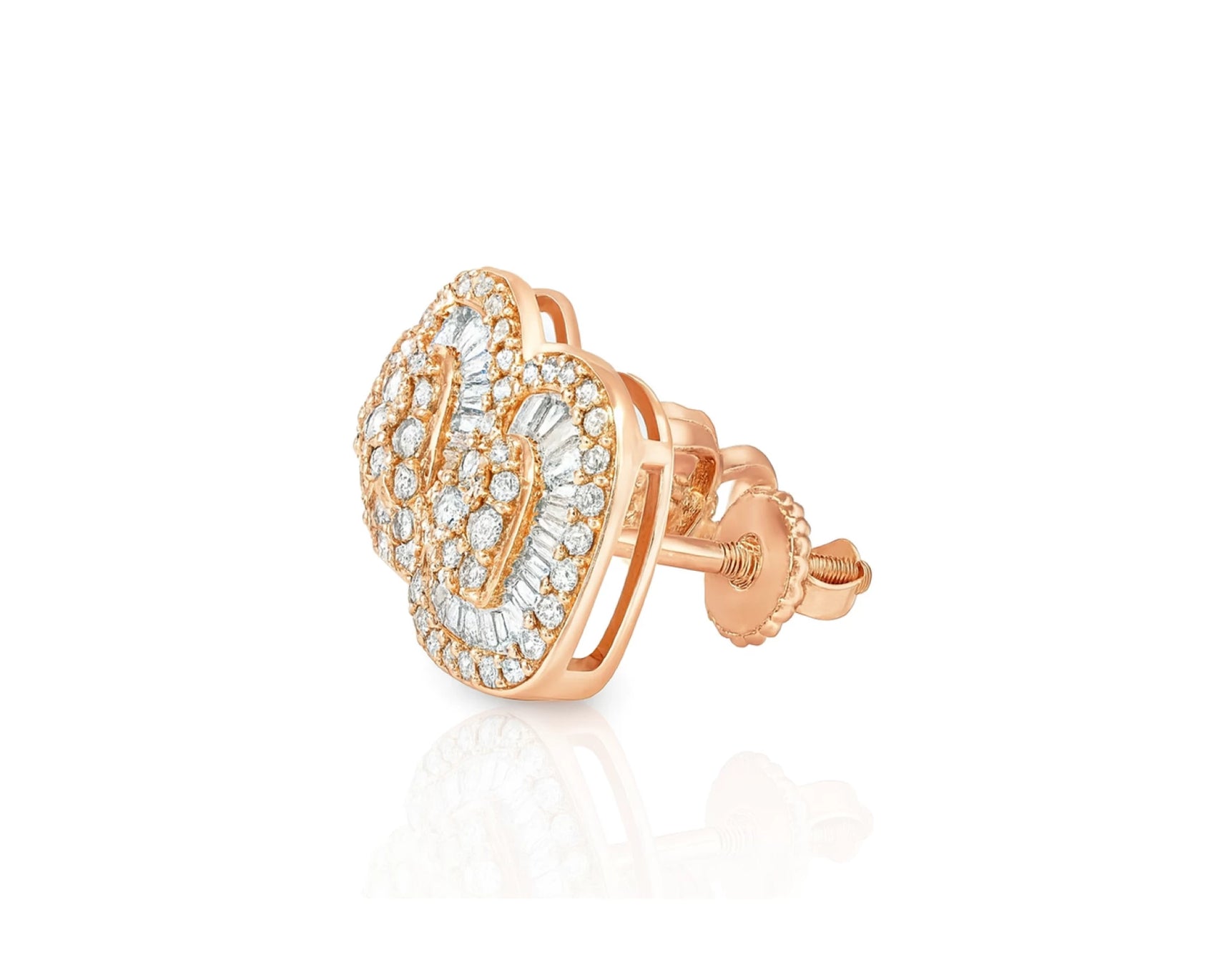 10k Gold Diamond Heart-Shaped Earrings with Round & Baguette Accents 0.60ct – lifestyle 3803