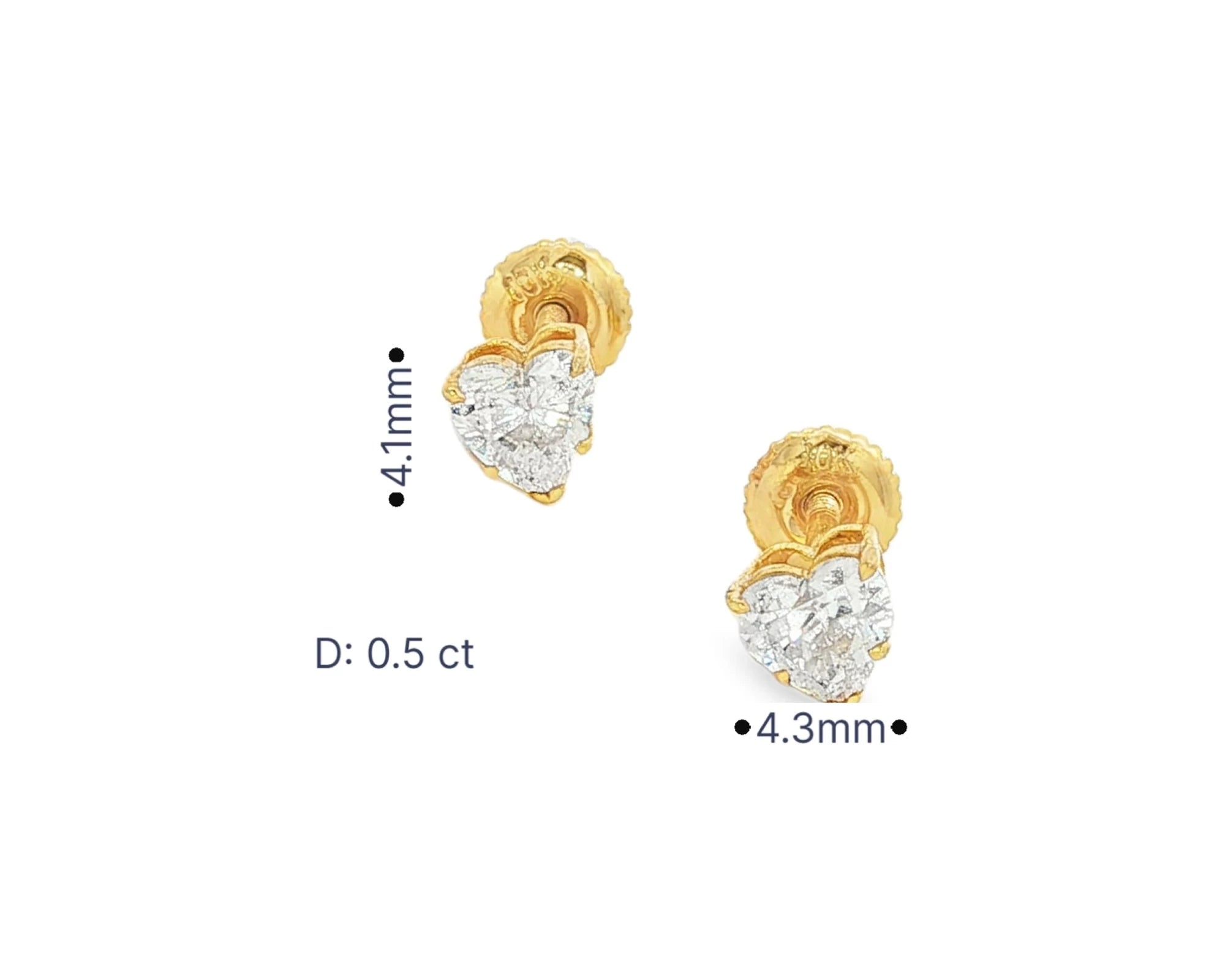 10k Gold Diamond Heart-Shaped Stud Earrings 0.50 CT – view 6