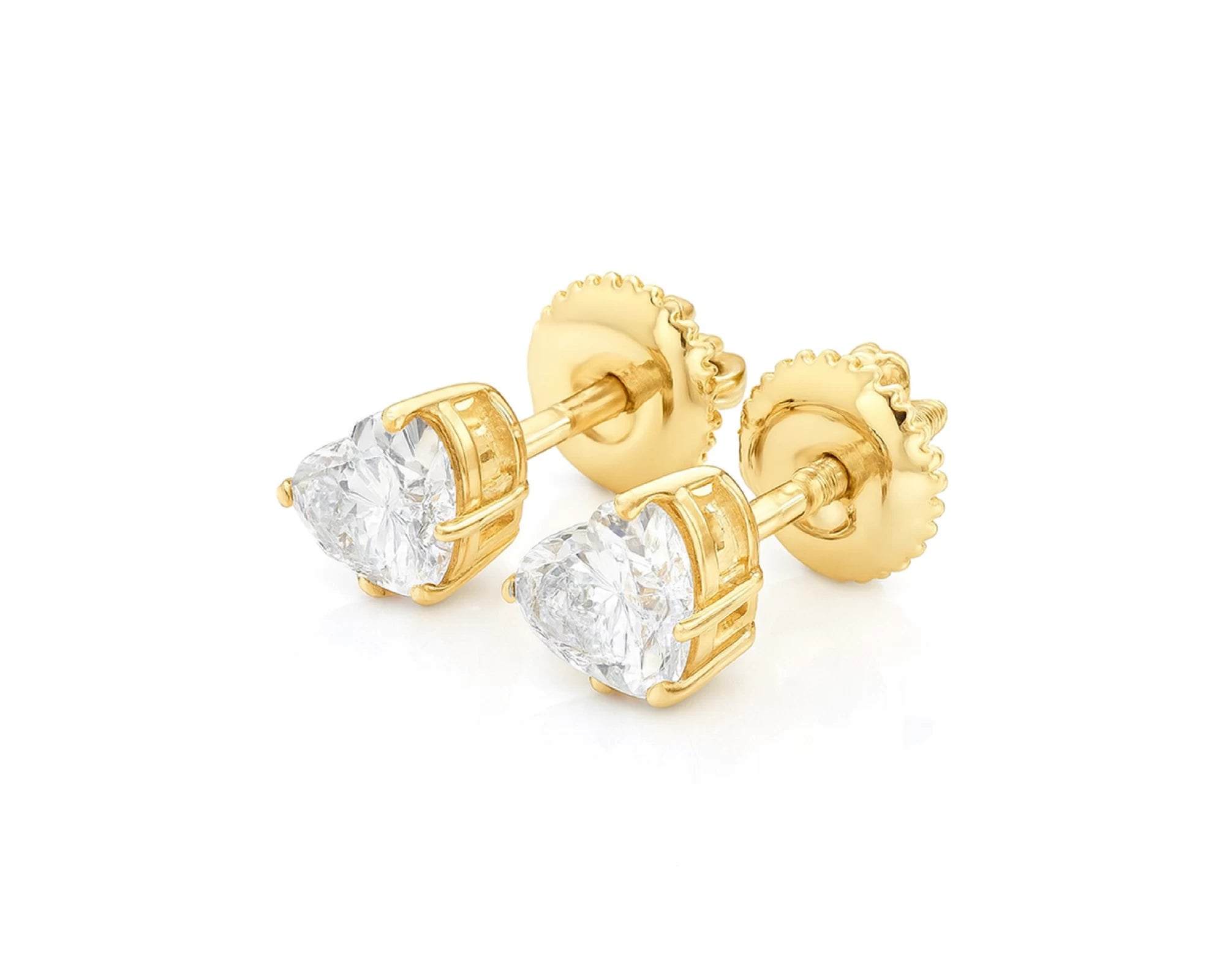 10k Gold Diamond Heart-Shaped Stud Earrings 1.0 CT – lifestyle 3386