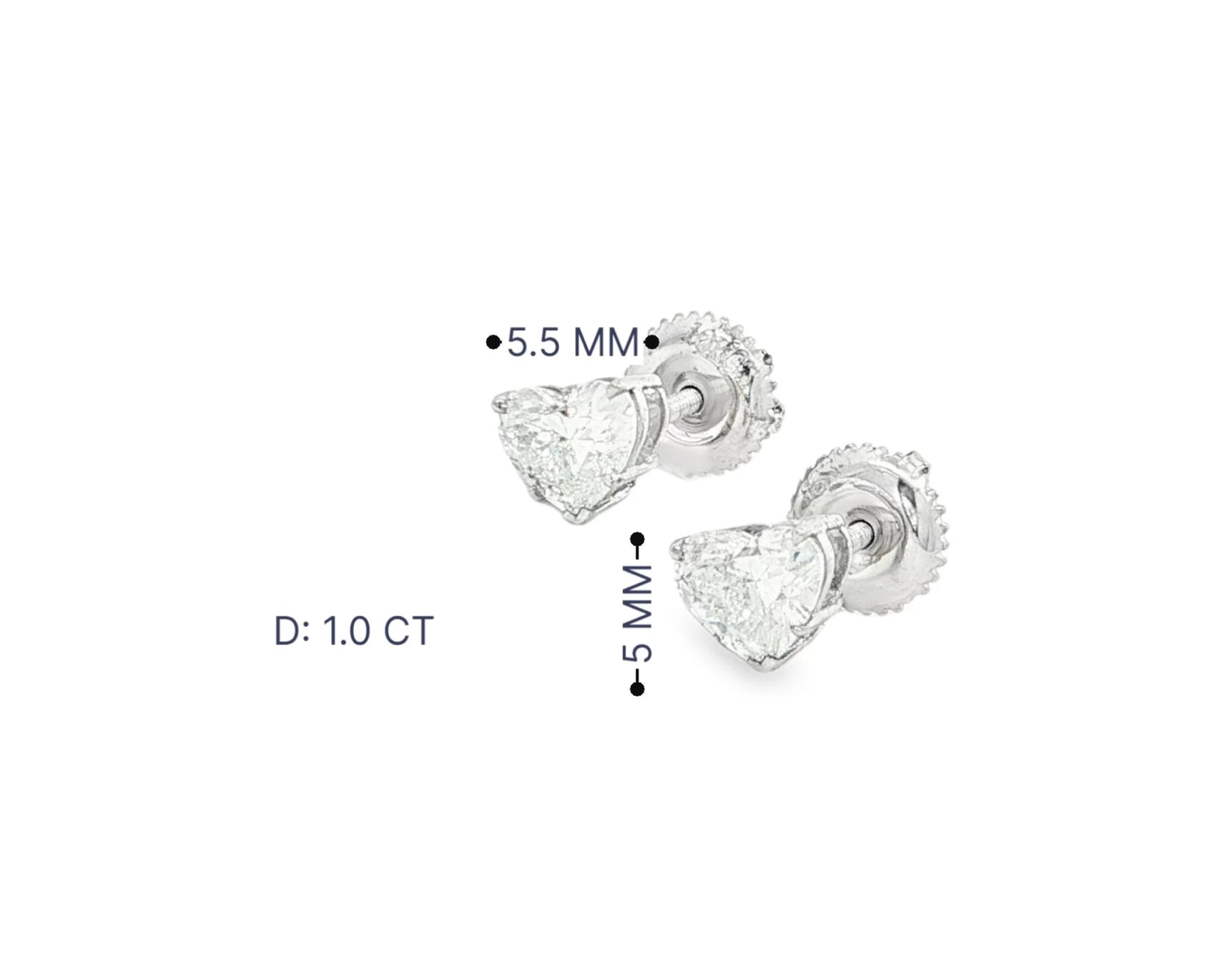 10k Gold Diamond Heart-Shaped Stud Earrings 1.0 CT – view 6