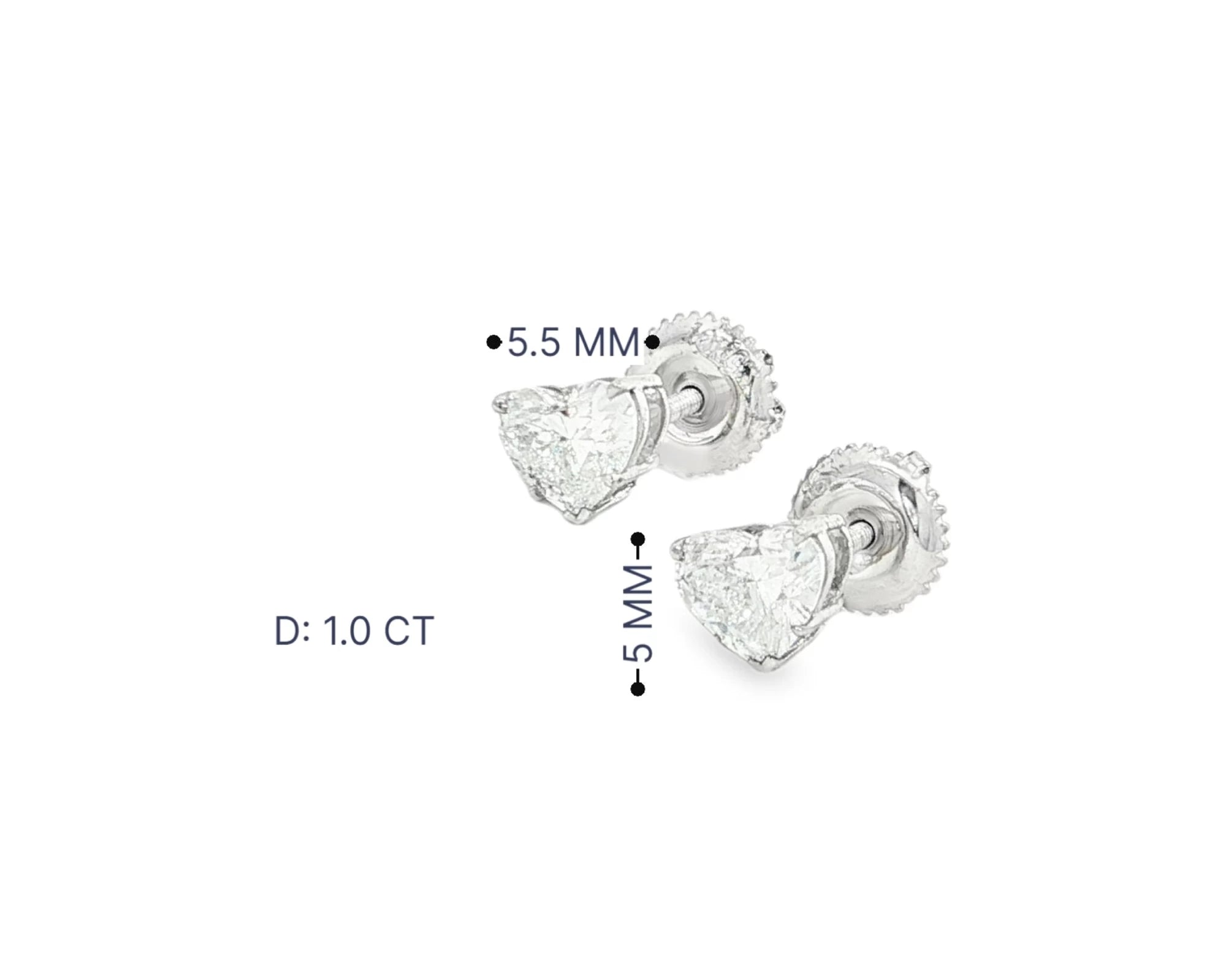 10k Gold Diamond Heart-Shaped Stud Earrings 1.0 CT – view 6