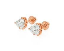 10k Gold Diamond Heart-Shaped Stud Earrings 1.50ct