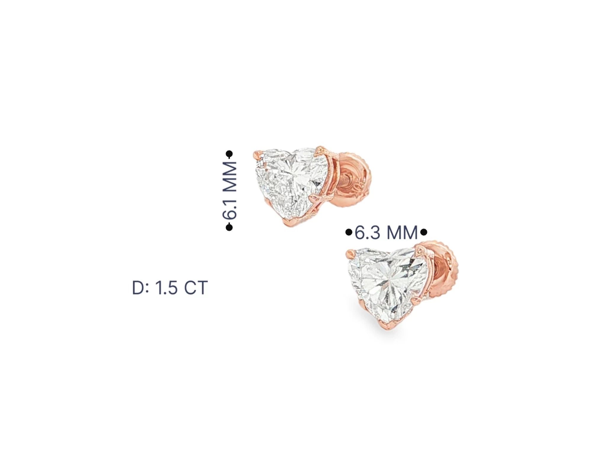 10k Gold Diamond Heart-Shaped Stud Earrings 1.50ct – view 6