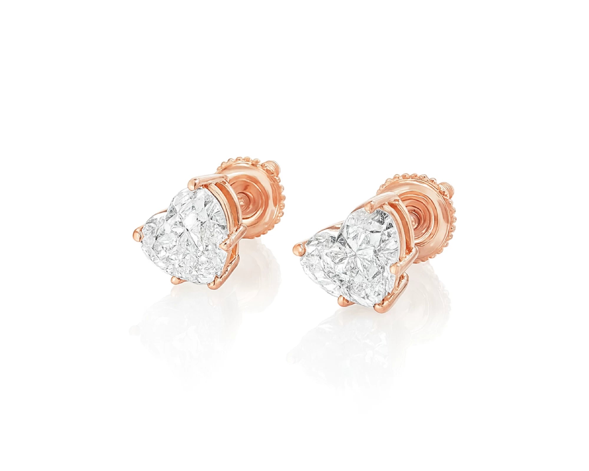10k Gold Diamond Heart-Shaped Stud Earrings 2.0 CT – lifestyle 3396