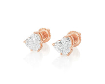 10k Gold Diamond Heart-Shaped Stud Earrings 2.0 CT