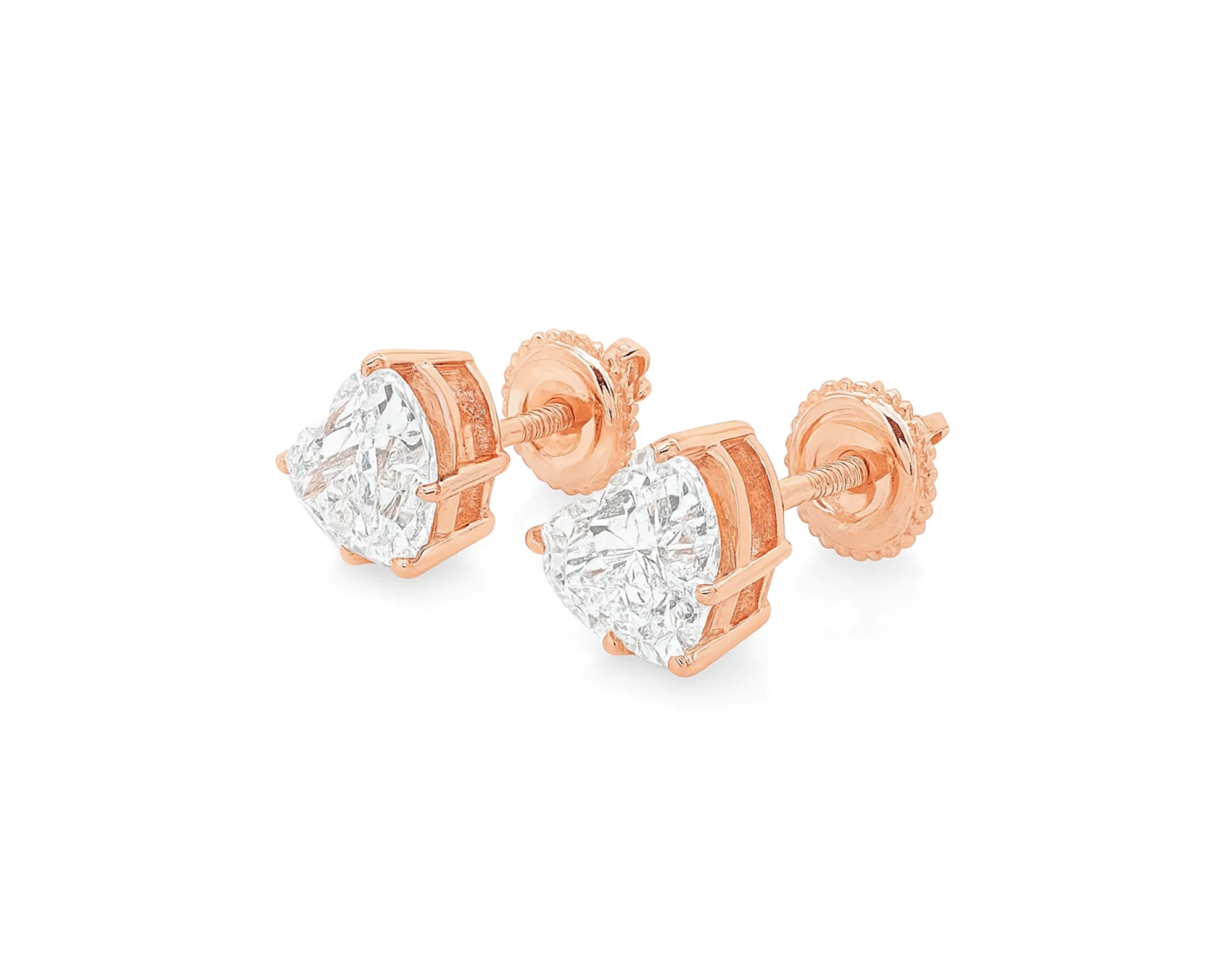 10k Gold Diamond Heart-Shaped Stud Earrings 2.0 CT – lifestyle 3397