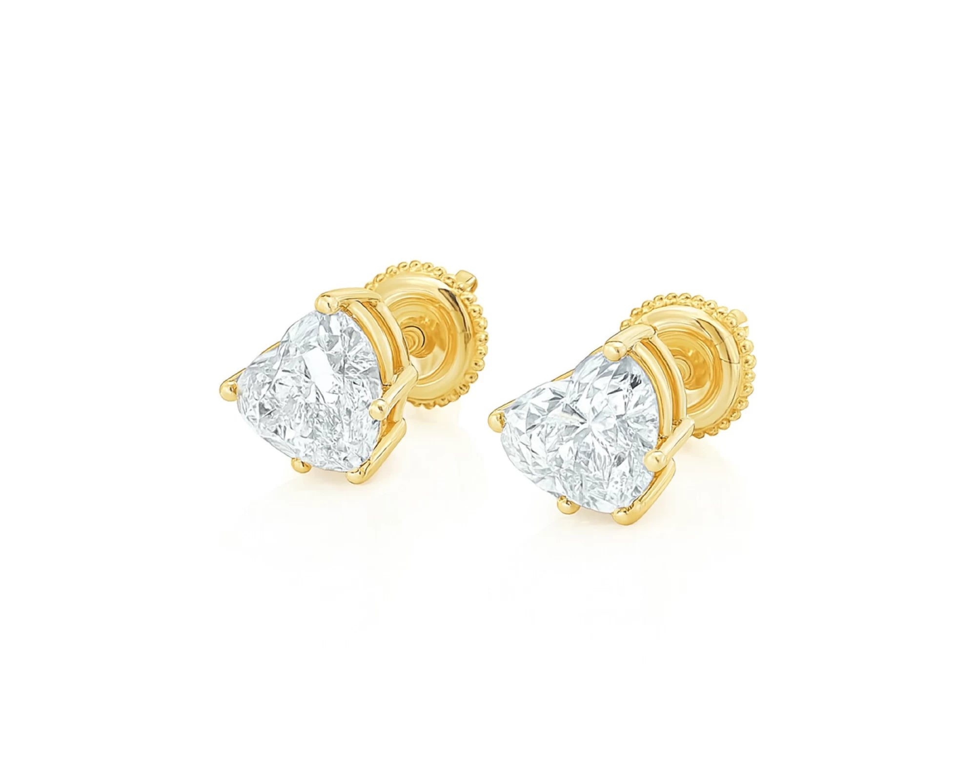10k Gold Diamond Heart-Shaped Stud Earrings 2.0 CT – lifestyle 3400