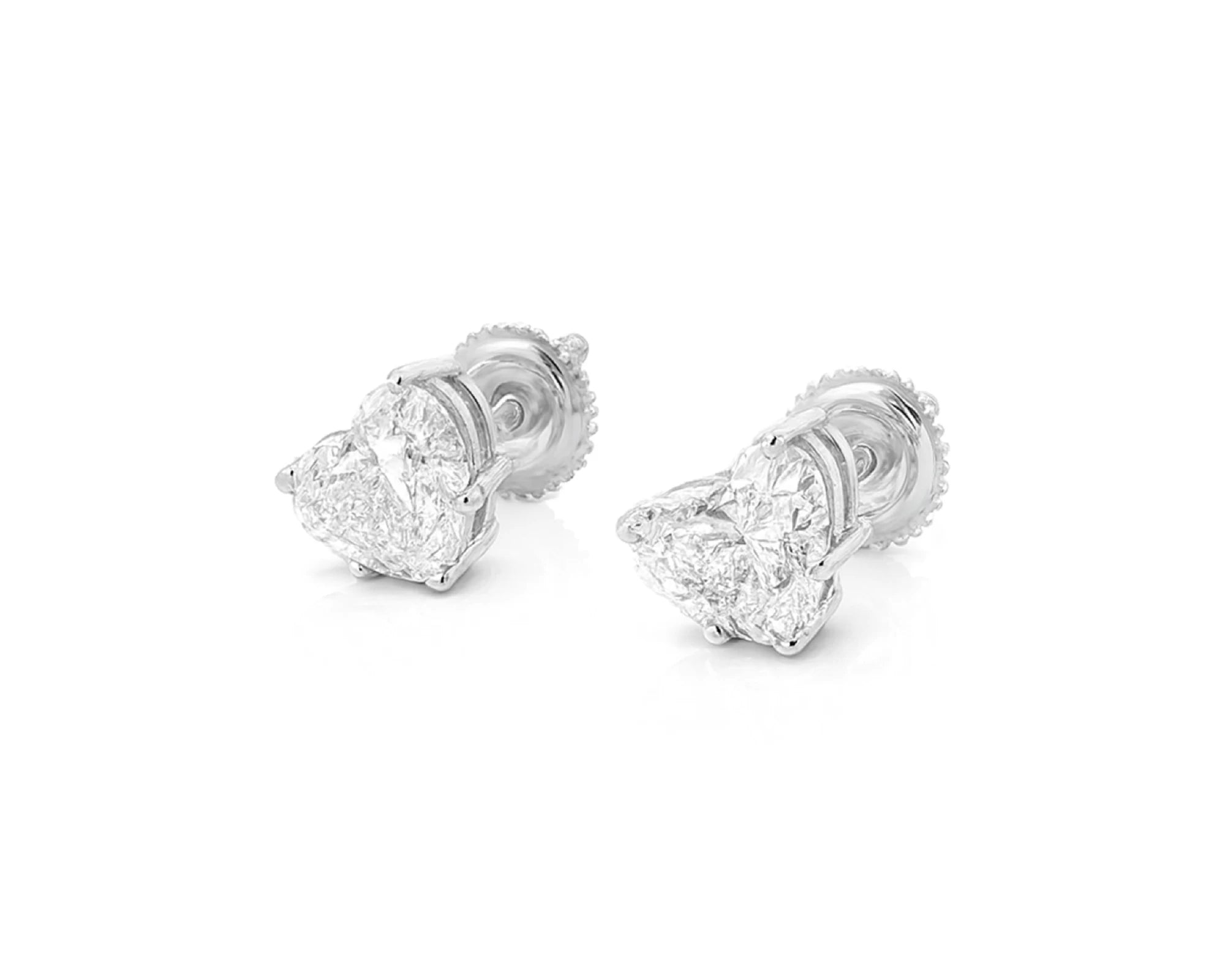 10k Gold Diamond Heart-Shaped Stud Earrings 2.0 CT – lifestyle 3401