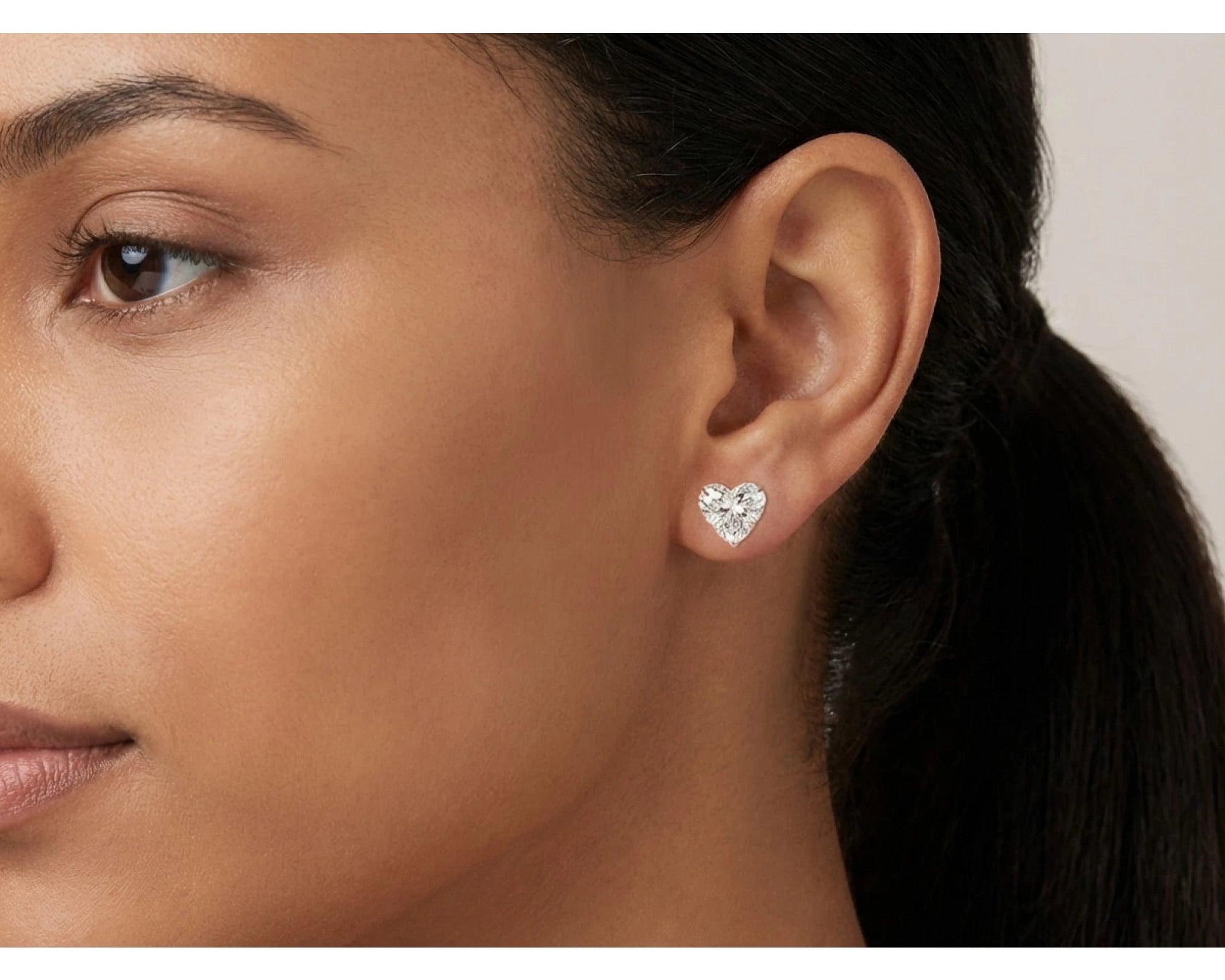 10k Gold Diamond Heart-Shaped Stud Earrings 2.0 CT – view 2