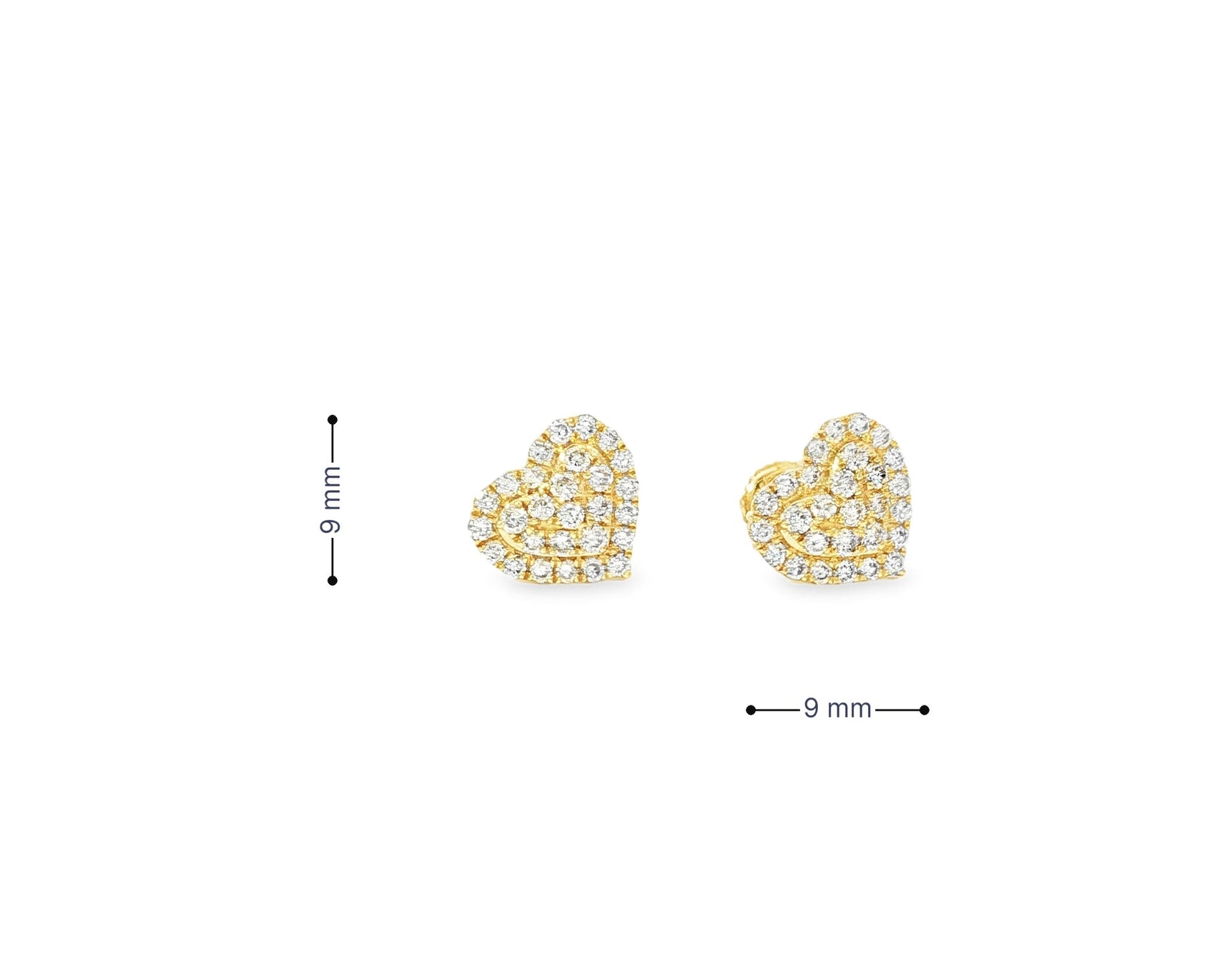 10k Gold Diamond Heart - Shaped Stud Earrings with Round Cut Pave Design 0.49ct - AVI THE JEWELER