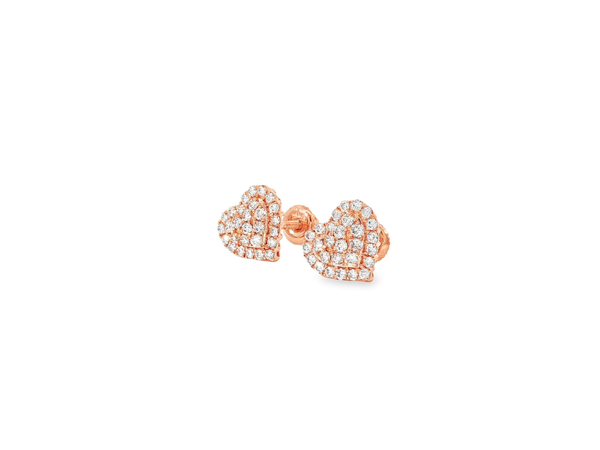 10k Gold Diamond Heart - Shaped Stud Earrings with Round Cut Pave Design 0.49ct - AVI THE JEWELER