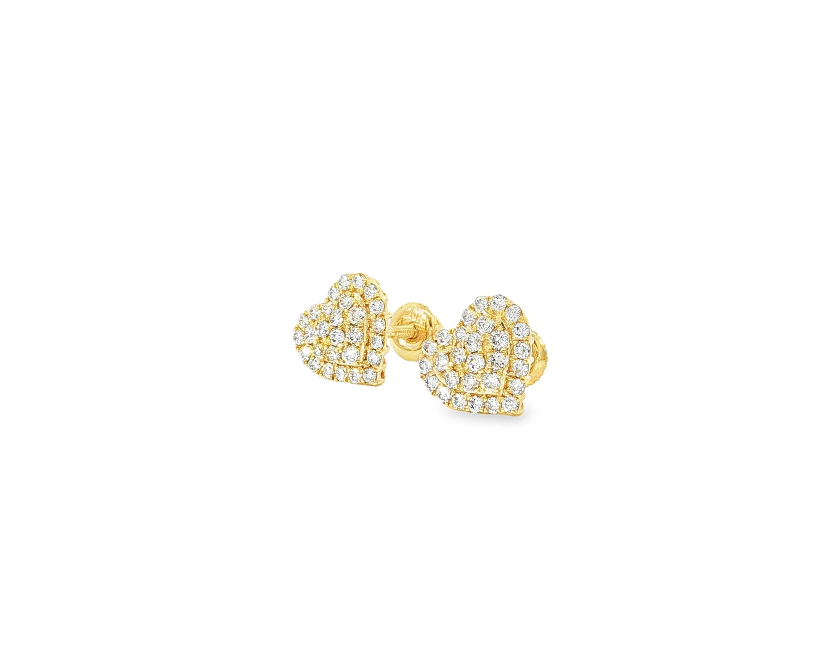 10k Gold Diamond Heart - Shaped Stud Earrings with Round Cut Pave Design 0.49ct - AVI THE JEWELER
