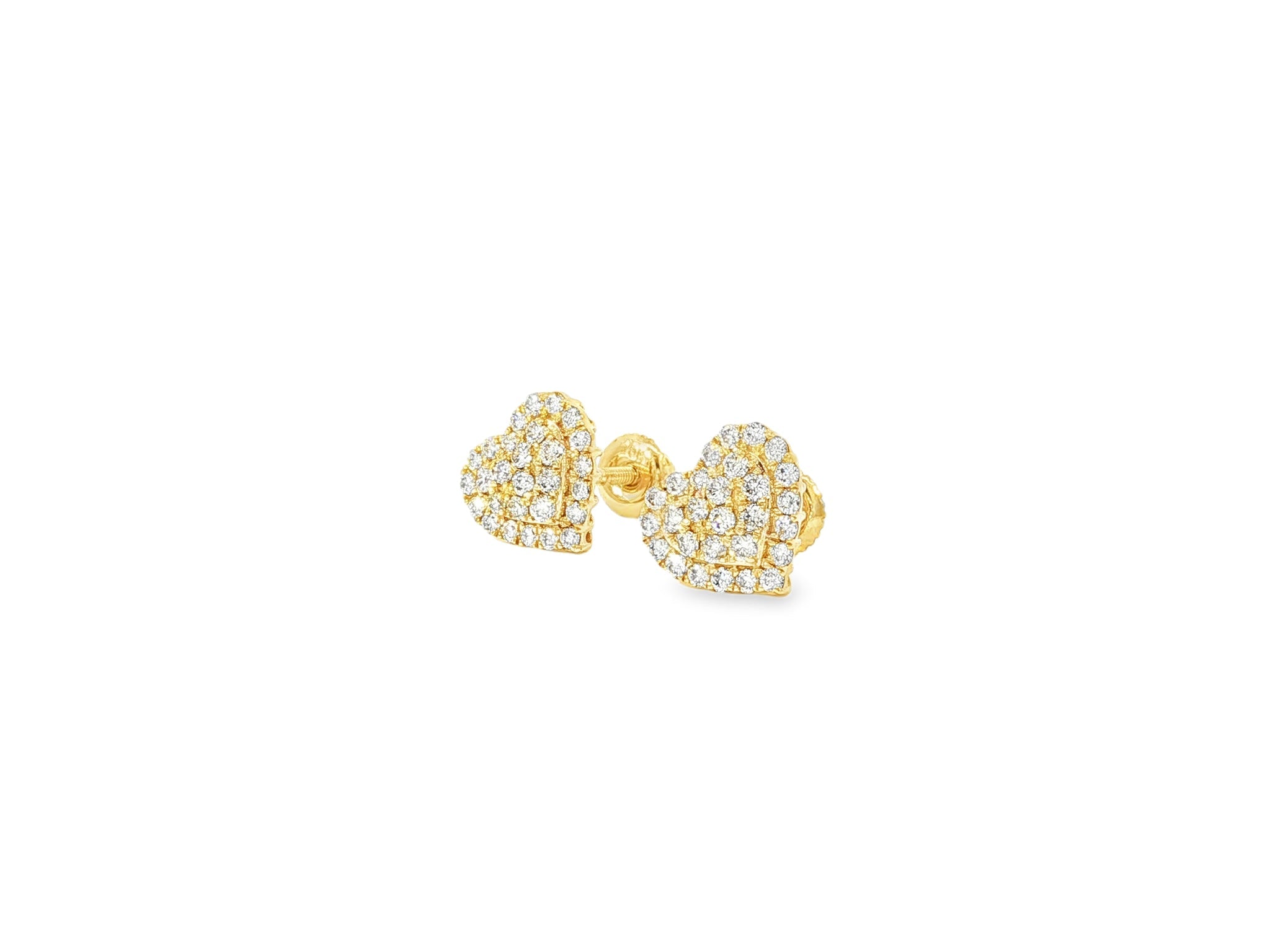 10k Gold Diamond Heart - Shaped Stud Earrings with Round Cut Pave Design 0.49ct - AVI THE JEWELER