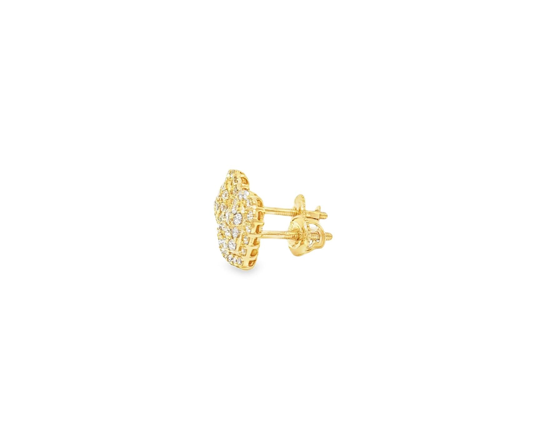 10k Gold Diamond Heart - Shaped Stud Earrings with Round Cut Pave Design 0.49ct - AVI THE JEWELER